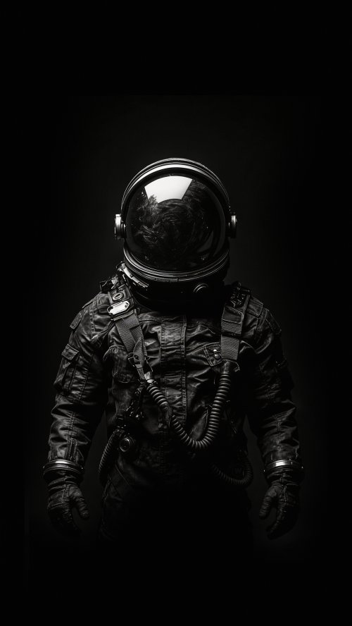Dark Monochrome Astronaut Portrait - Related StockWalls wallpaper