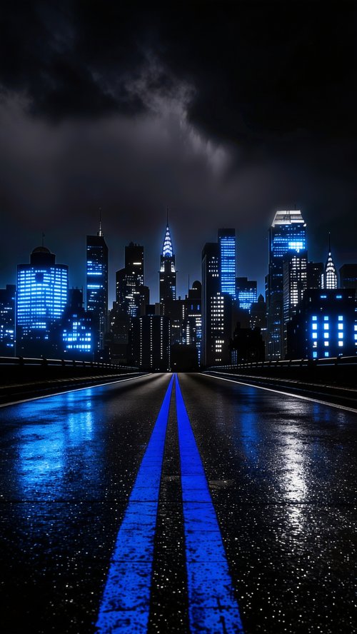Neon Blue City Skyline - Related OpersCraft wallpaper