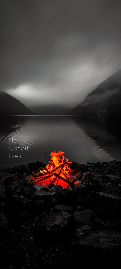 Campfire by the Lake - nature Wallpaper
