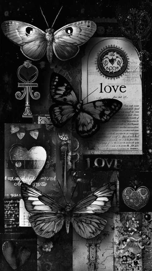 Gothic Butterfly Love Collage - gothic Wallpaper