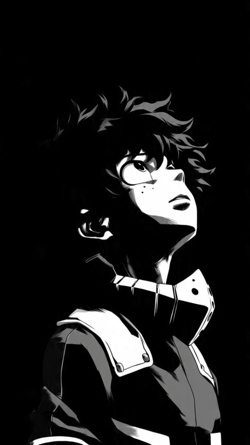 Deku Black and White - anime Wallpaper