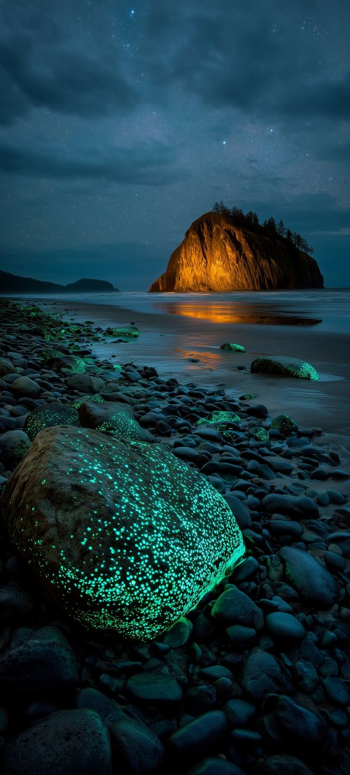 Glowing Beach Night Landscape - Related OpersCraft wallpaper