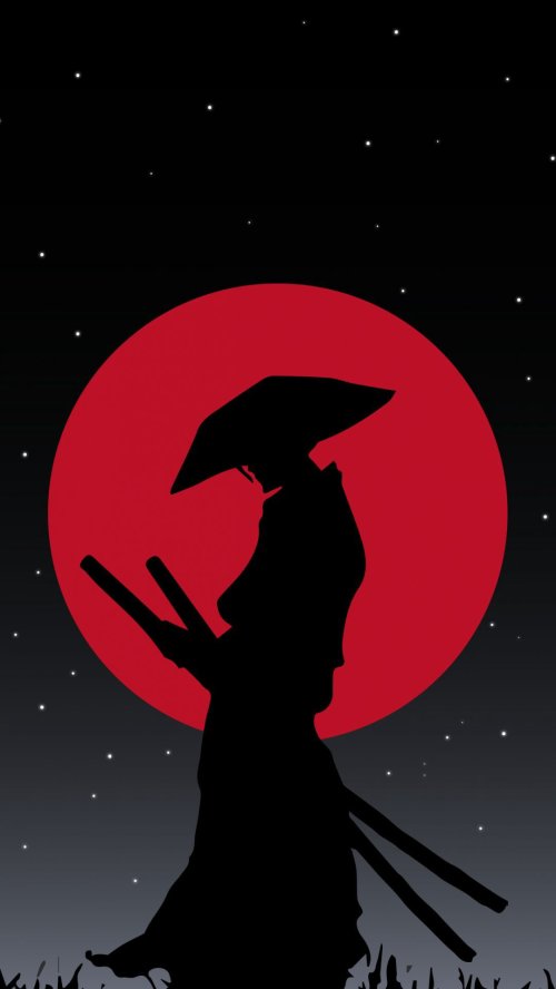Lone Samurai Red Moon - samurai Wallpaper