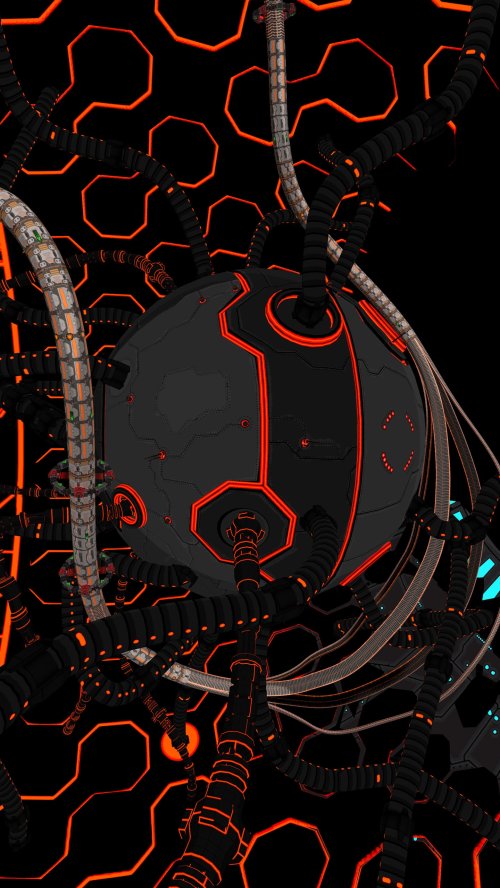 Neon Cybernetic Core Sphere - Related StockWalls wallpaper