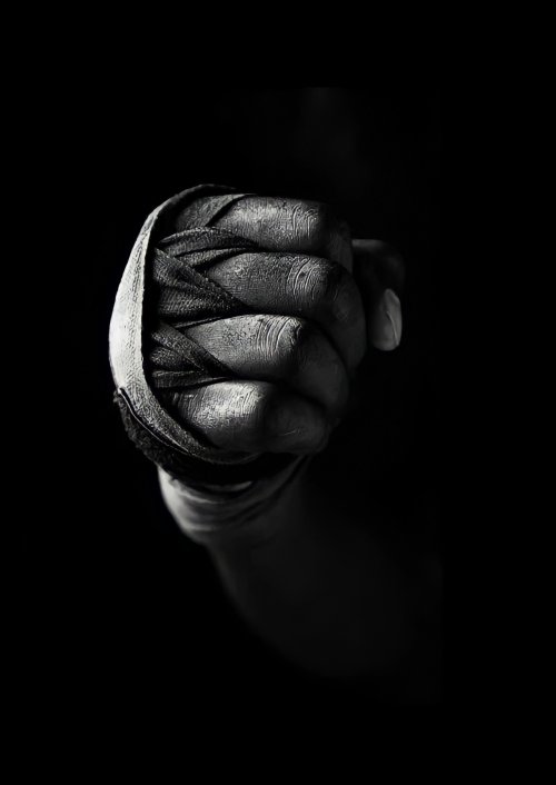 Determined Fighter's Wrapped Fist