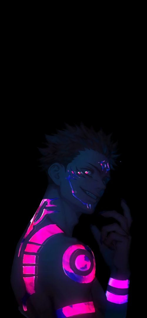 Neon Sukuna Dark Portrait - jujutsu kaisen Wallpaper