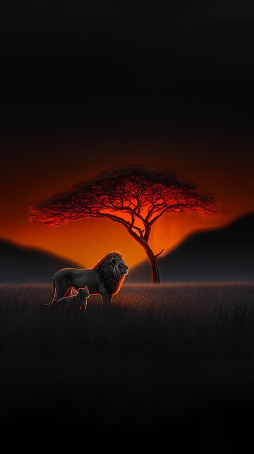 Lion and Cub Sunset - Related OpersCraft wallpaper