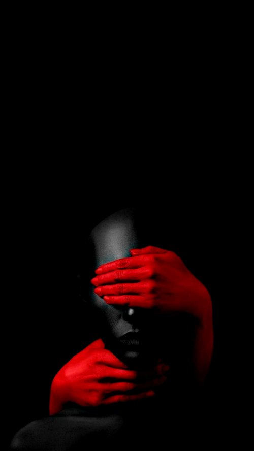 Red Hands Dark Portrait - Related Darkify wallpaper