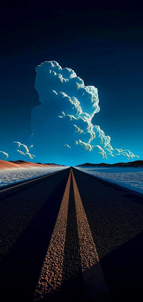 Endless Road Under Clouds - road Wallpaper