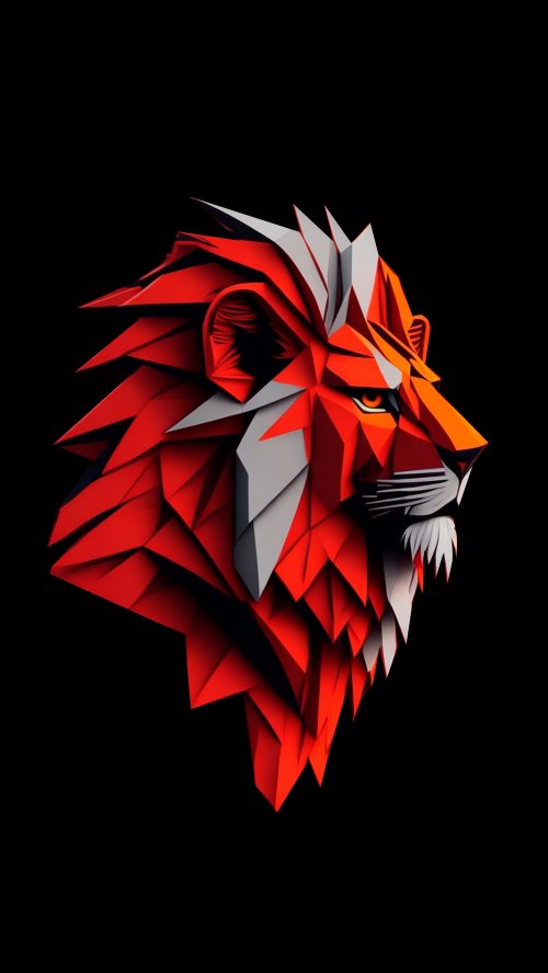 Geometric Red Lion Art - lion Wallpaper