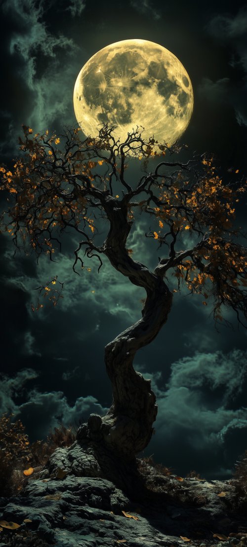 Moonlit Twisted Tree - moon Wallpaper