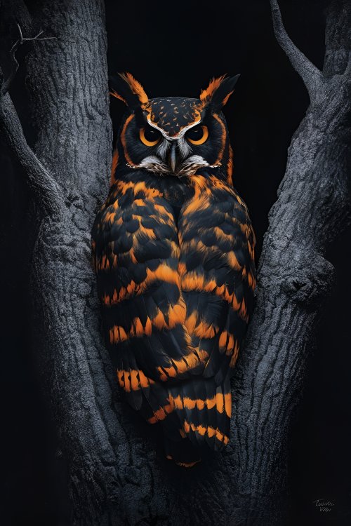 Vibrant Owl in Darkness - Related StockWalls wallpaper