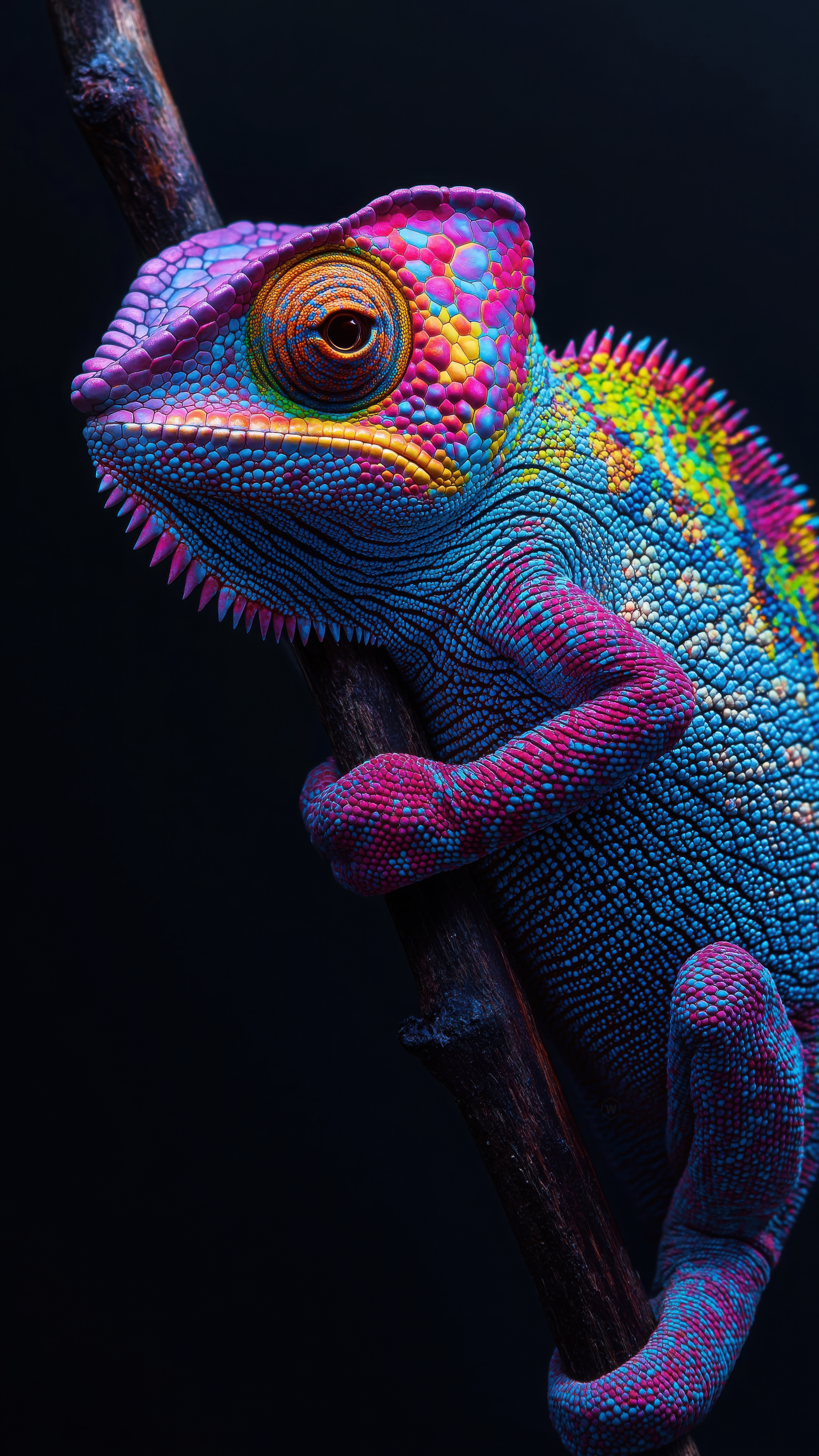 Vibrant Chameleon Portrait - amoled wallpaper for Darkify