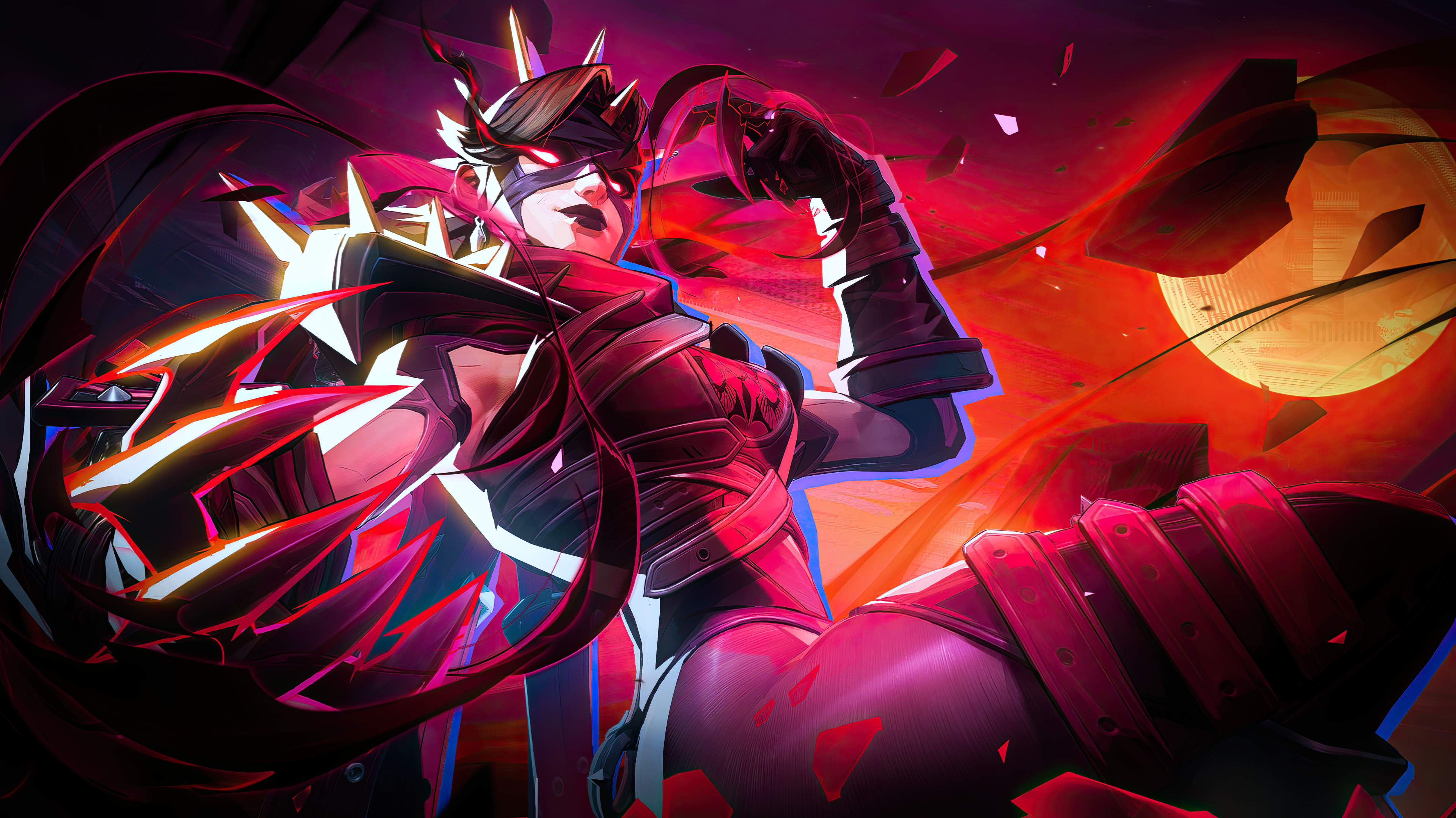 Crimson Cyberpunk Warrior - fantasy wallpaper for Desktop & Laptop