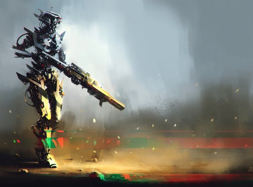 Futuristic Armed Robot Warrior