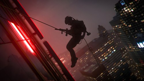 Tactical Soldier Night Rappel