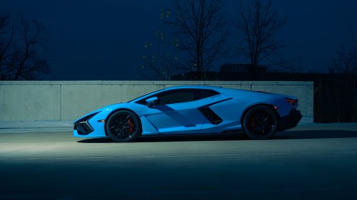 Blue Lamborghini at Night