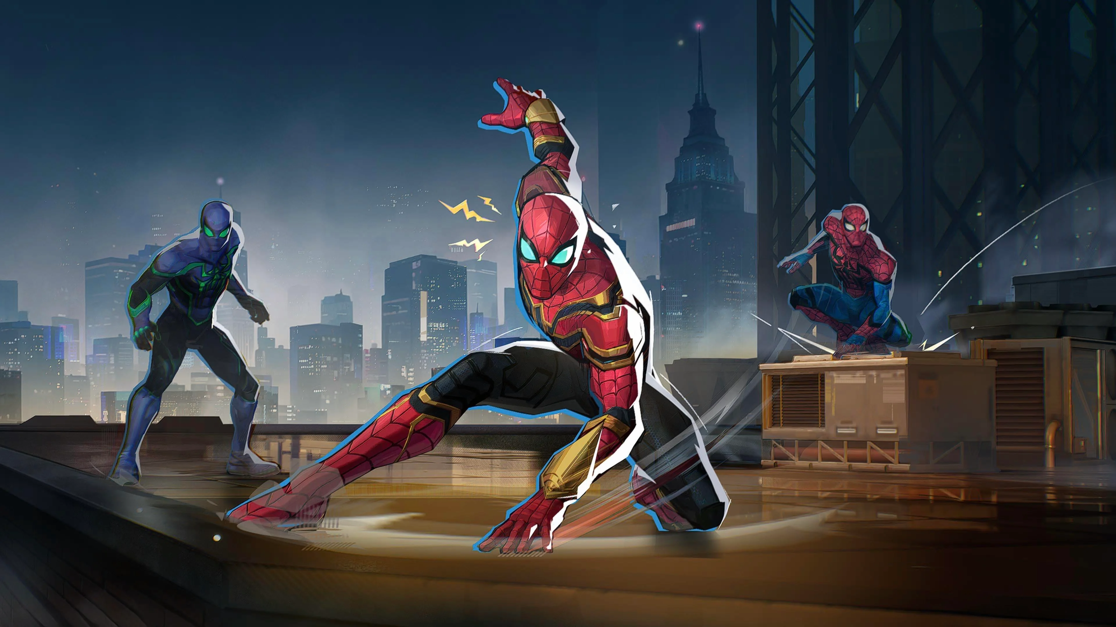 Spider-Verse Rooftop Action - comics wallpaper for Desktop & Laptop