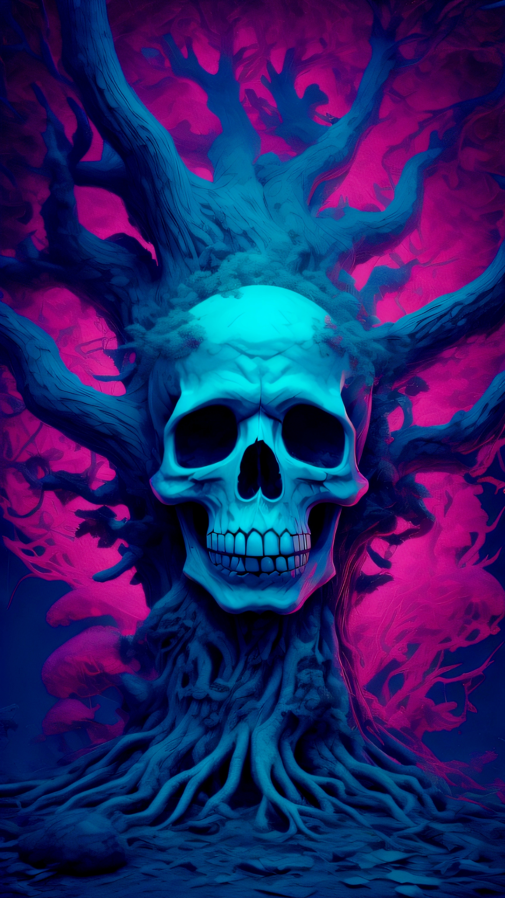 Neon Skull Tree Art - gangster wallpaper for OpersCraft