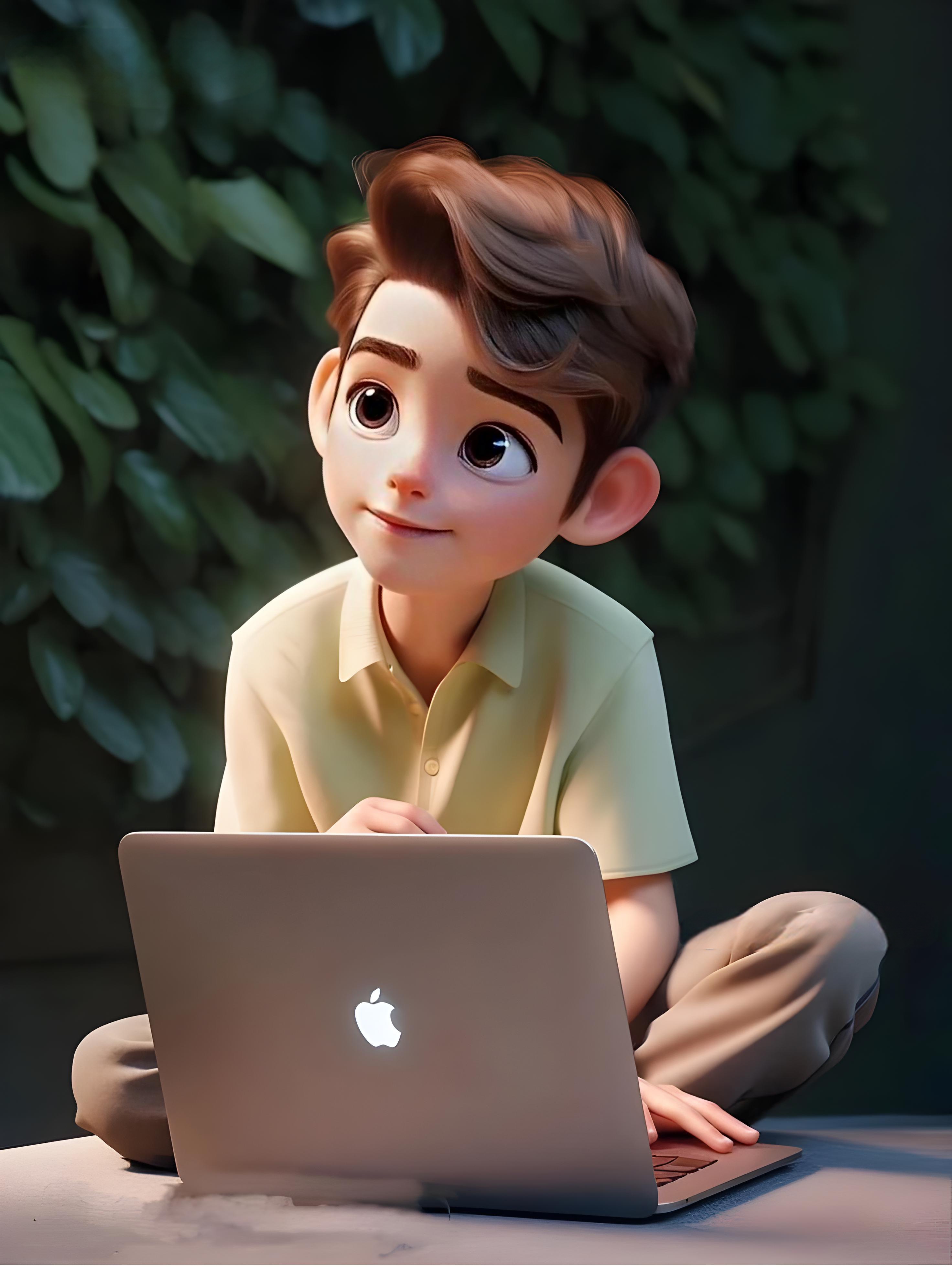 Boy Using Apple Laptop - anime boy wallpaper for OpersCraft