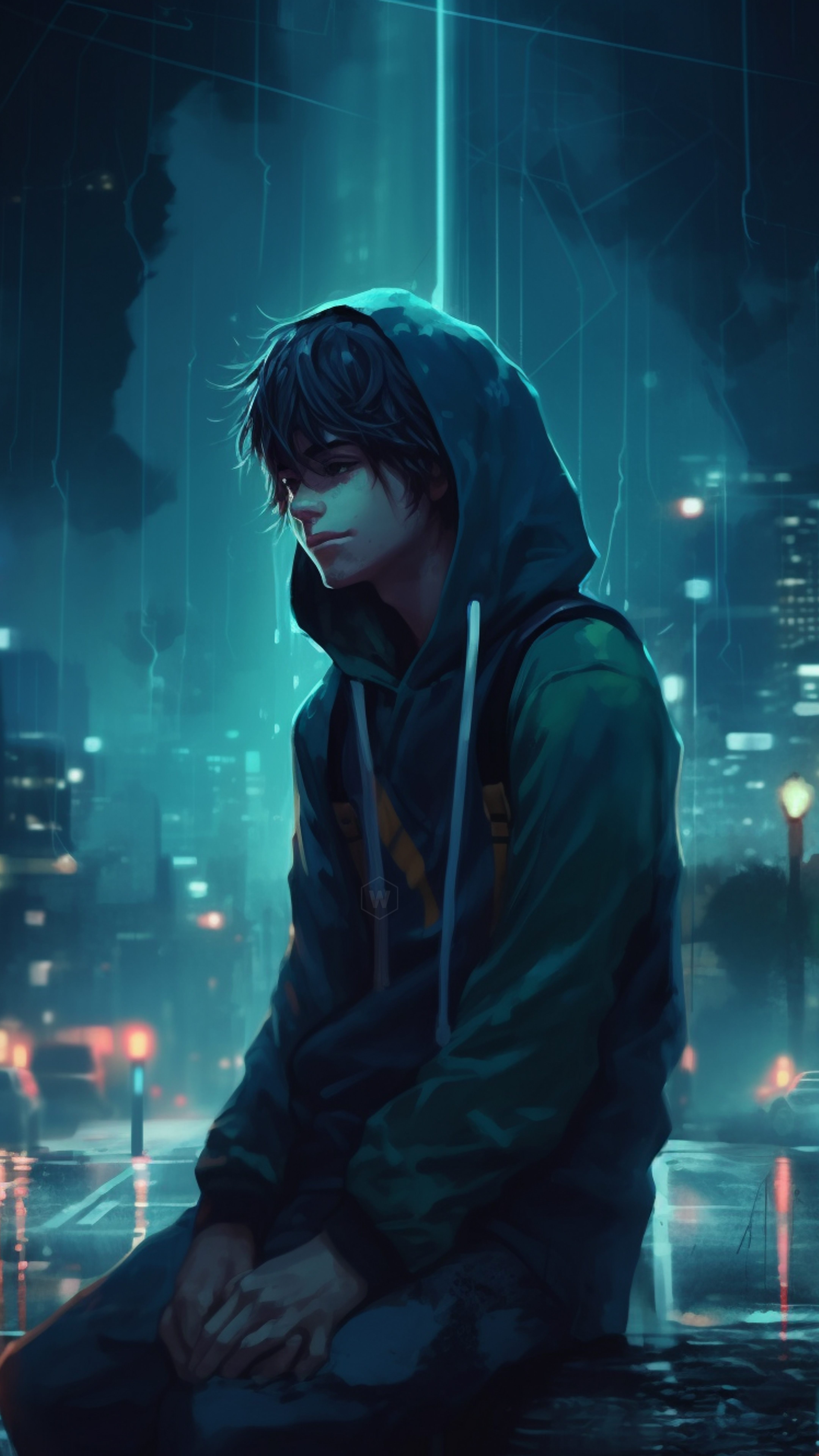 Lonely Anime Boy Night - anime boy wallpaper for OpersCraft