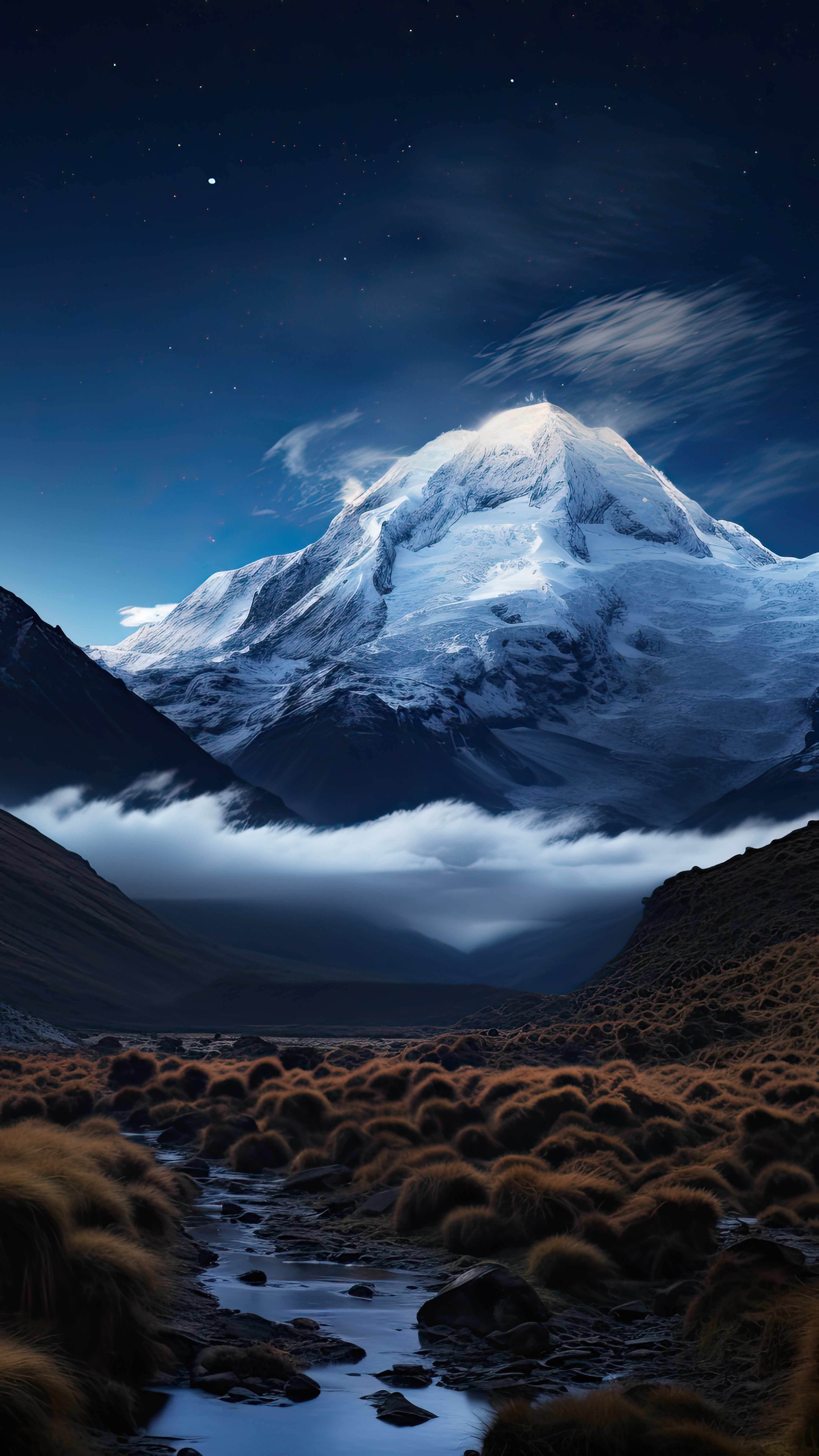 Snowy Mountain Night Sky - landscape wallpaper for OpersCraft