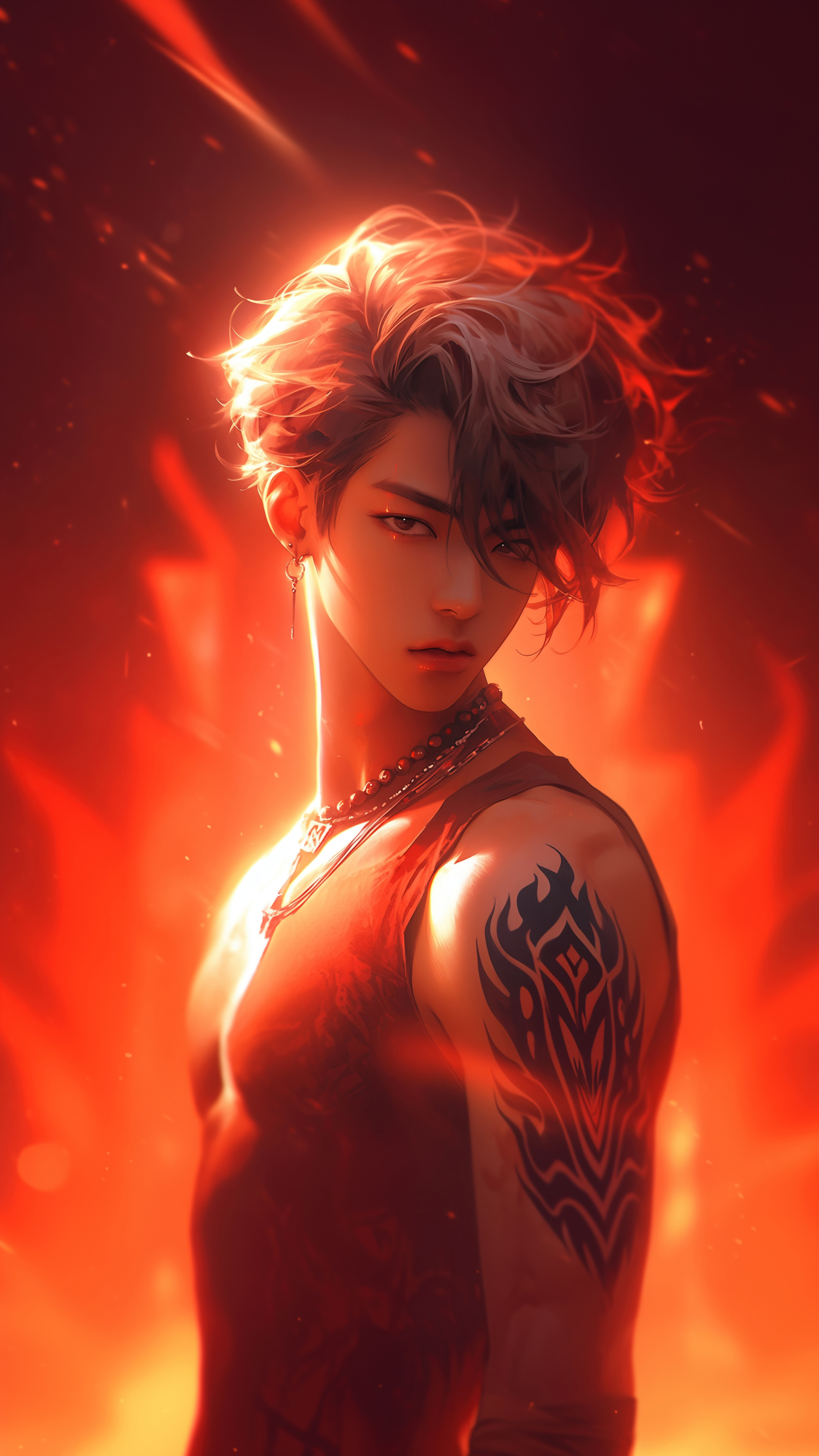 Fiery Anime Boy Portrait - anime boy wallpaper for OpersCraft