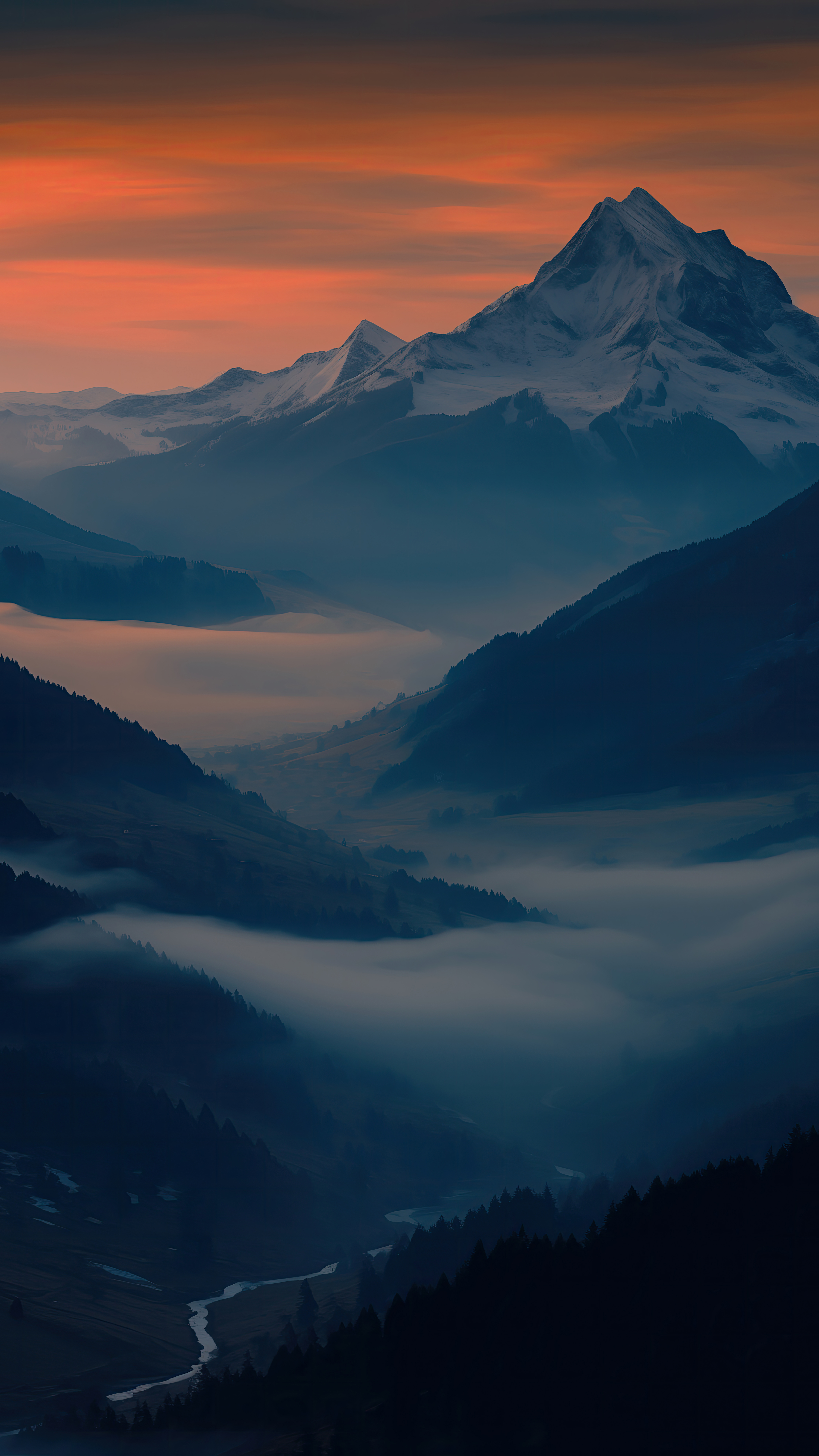 Misty Mountain Sunset View - landscape wallpaper for OpersCraft