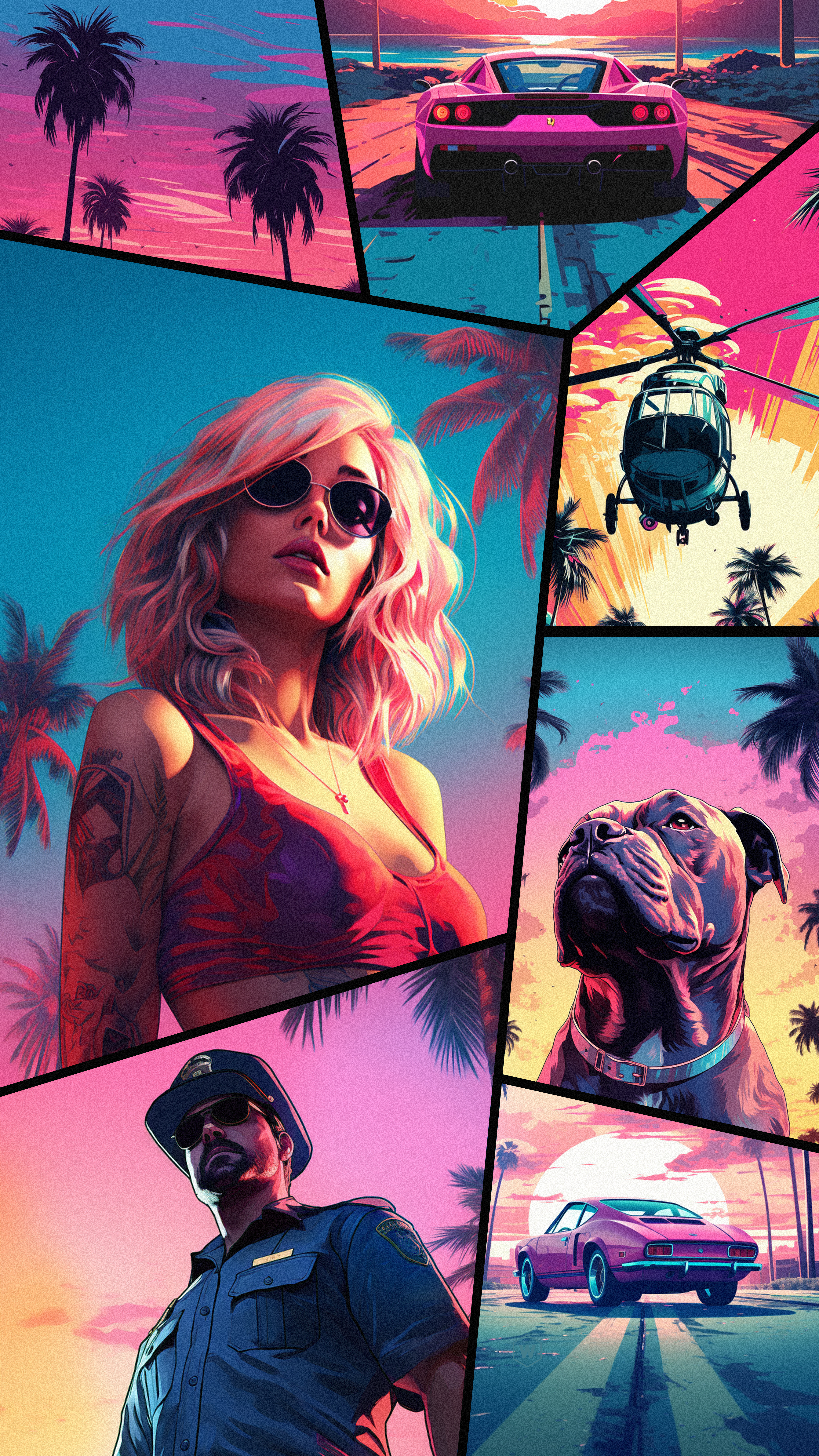 Retro Miami Vibes Collage - gaming wallpaper for OpersCraft