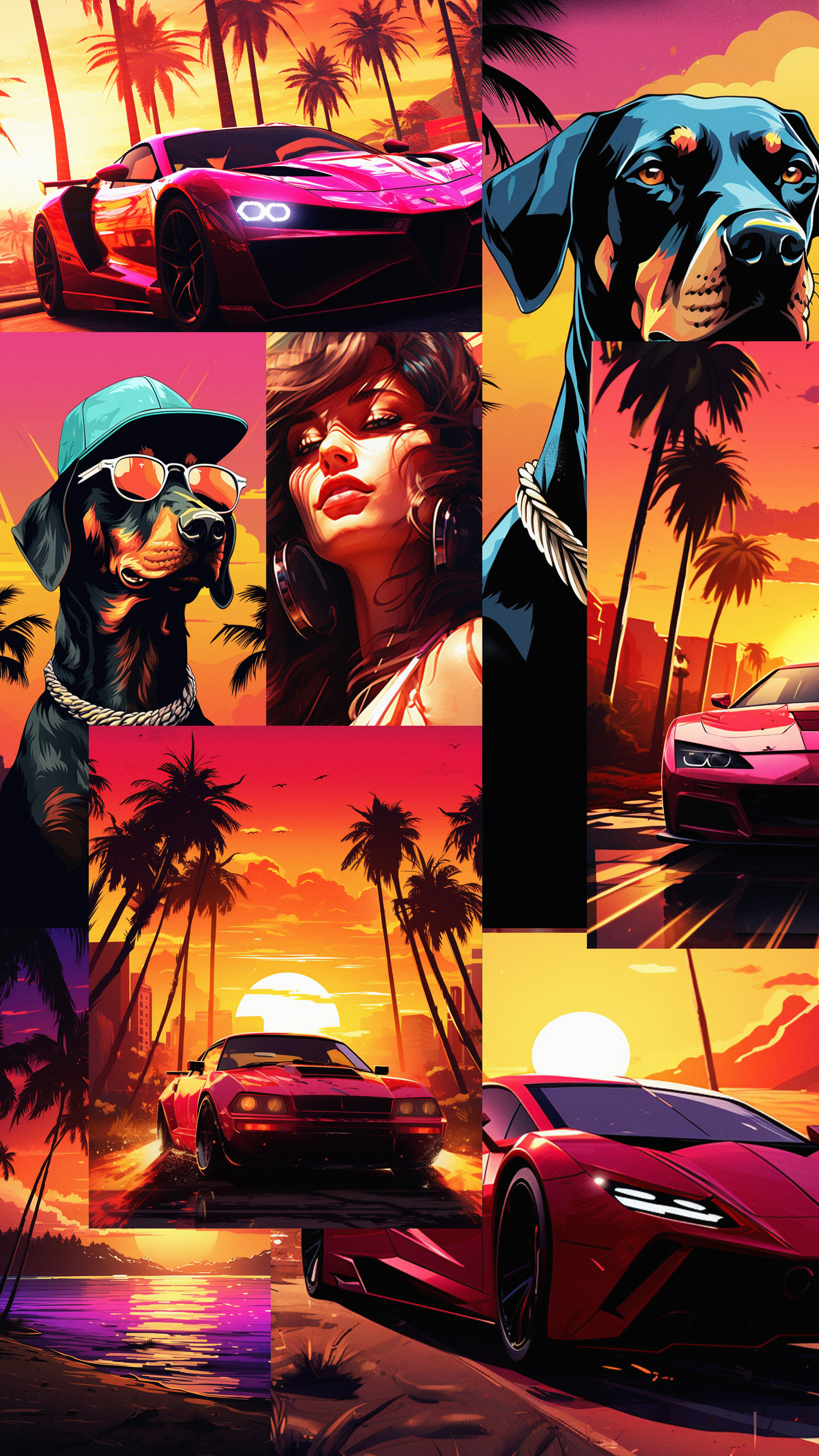 Retro Synthwave Summer Collage - gaming wallpaper for OpersCraft