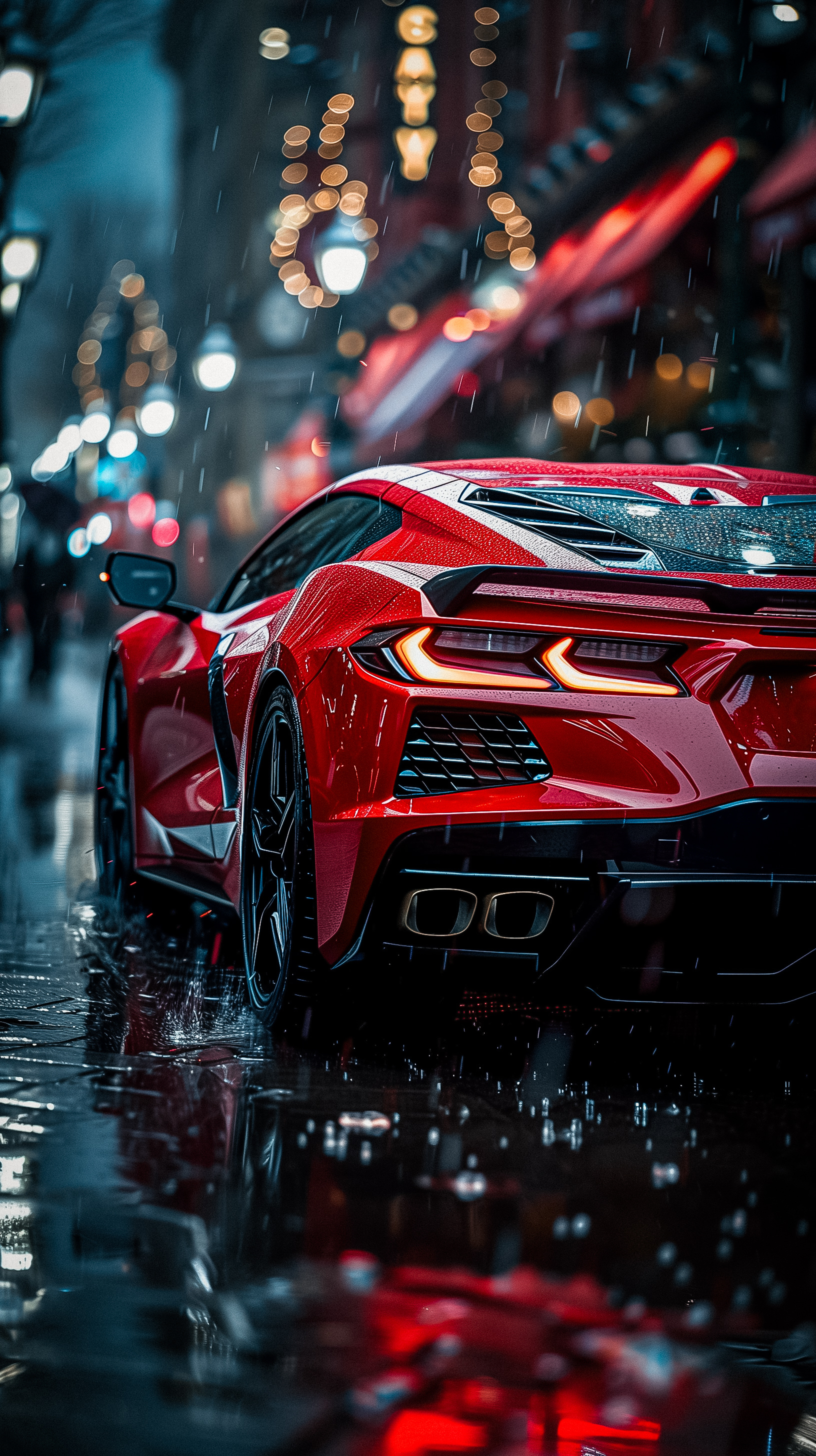 Red Sports Car Rain - cars wallpaper for OpersCraft