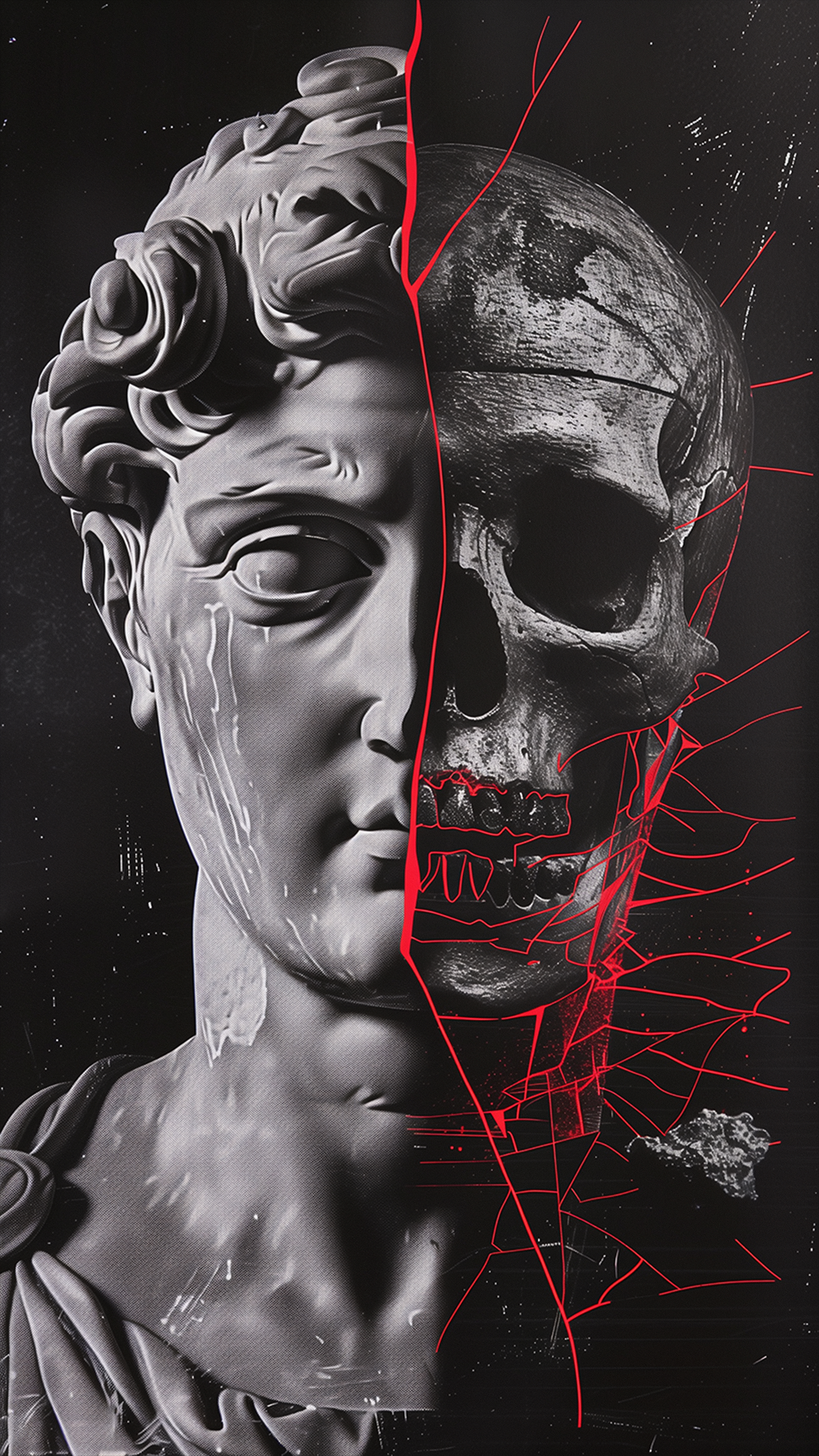 Split Statue Skull Art - skull wallpaper for OpersCraft