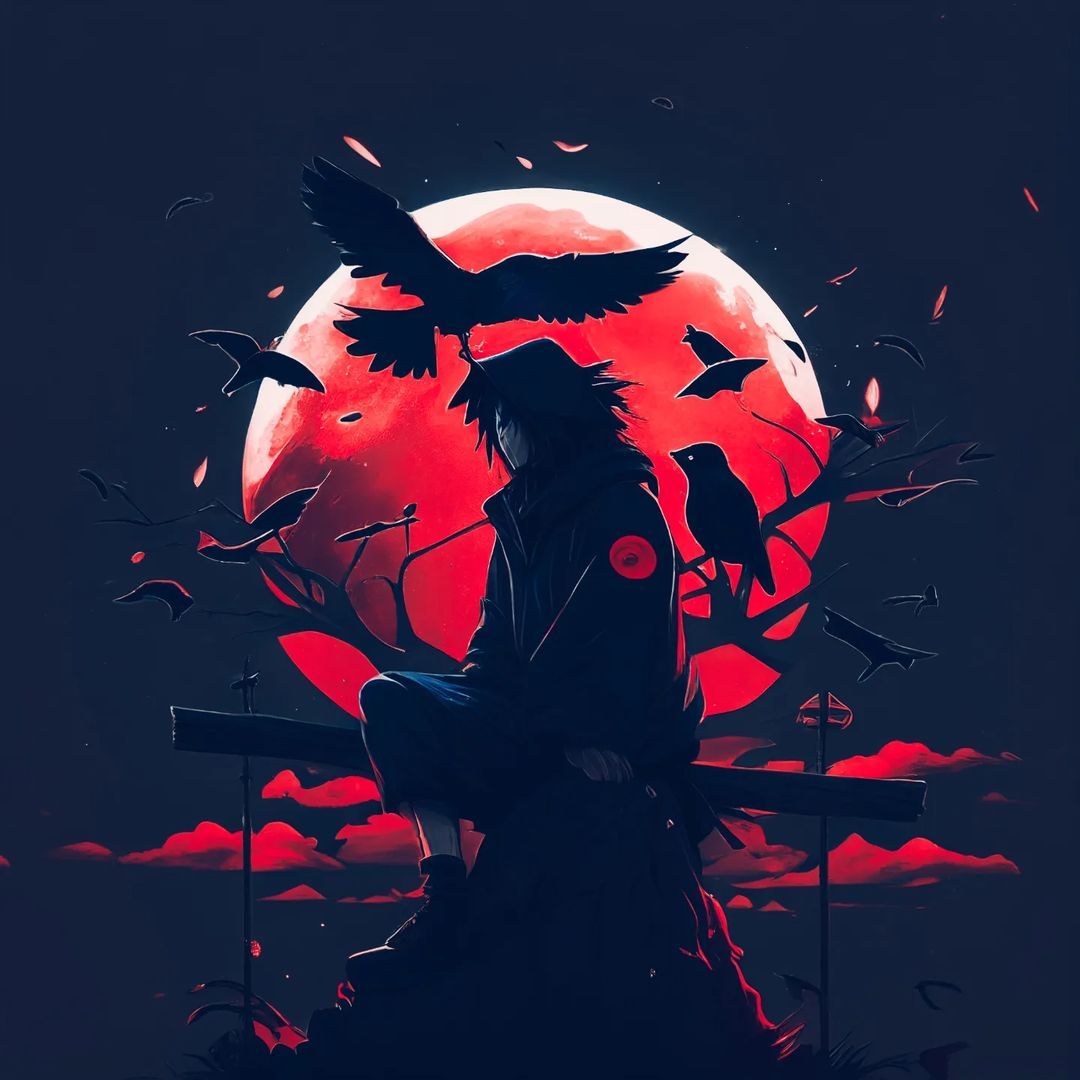 Sasuke's Red Moon Silhouette - anime wallpaper for OpersCraft