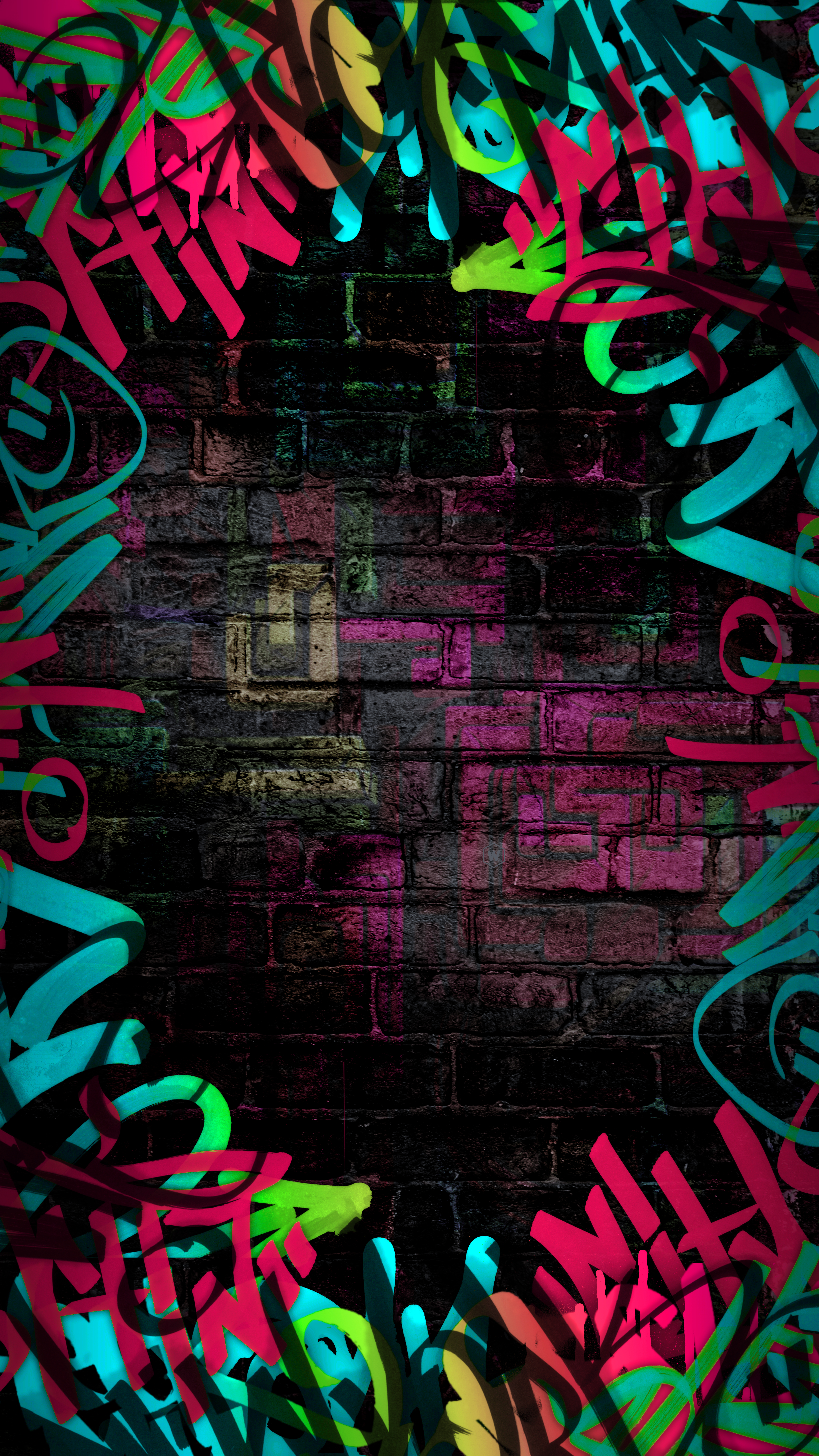 Neon Graffiti Brick Wall - graffiti wallpaper for OpersCraft