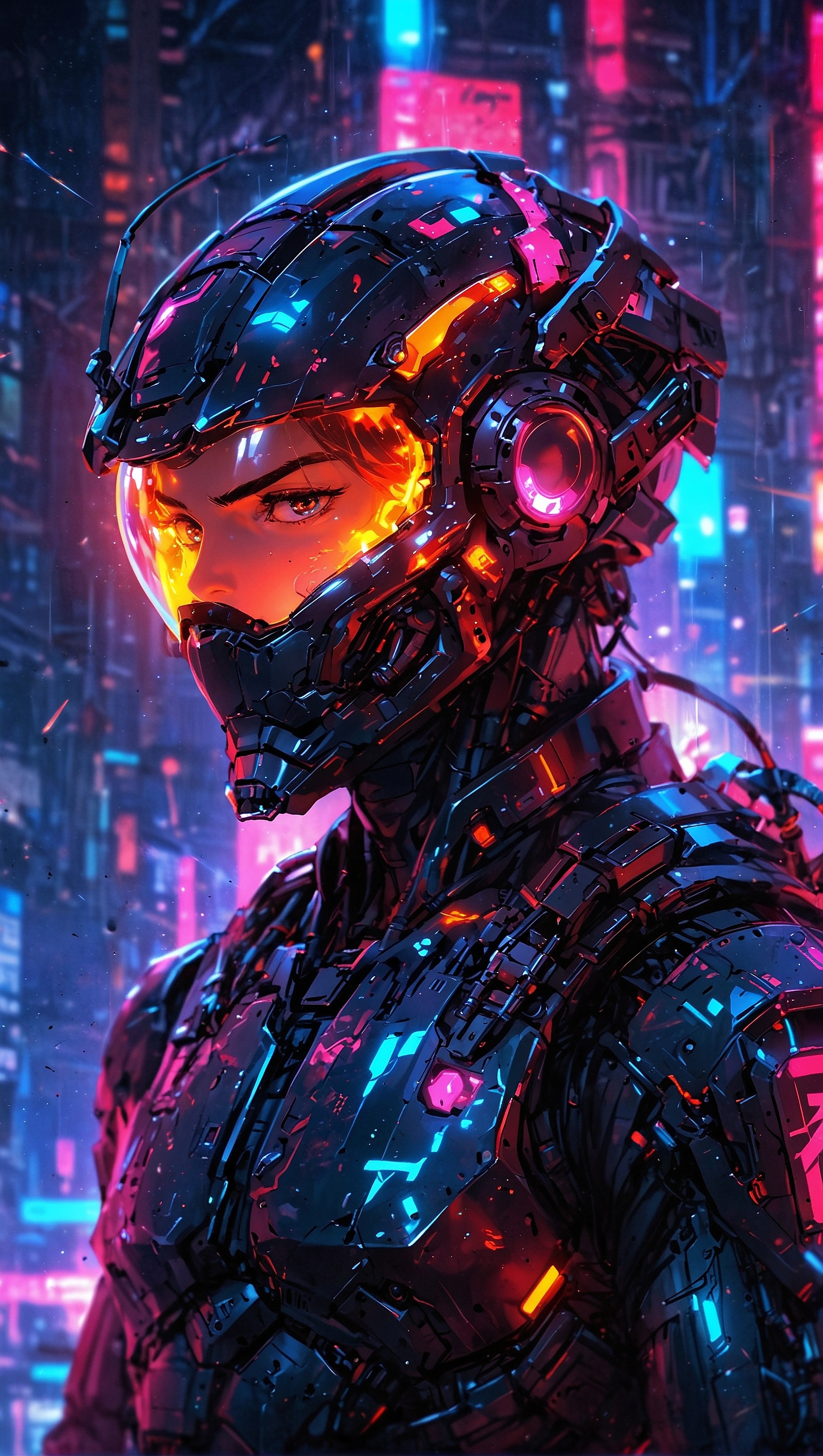 Neon Cyberpunk Soldier Portrait - cyberpunk wallpaper for OpersCraft