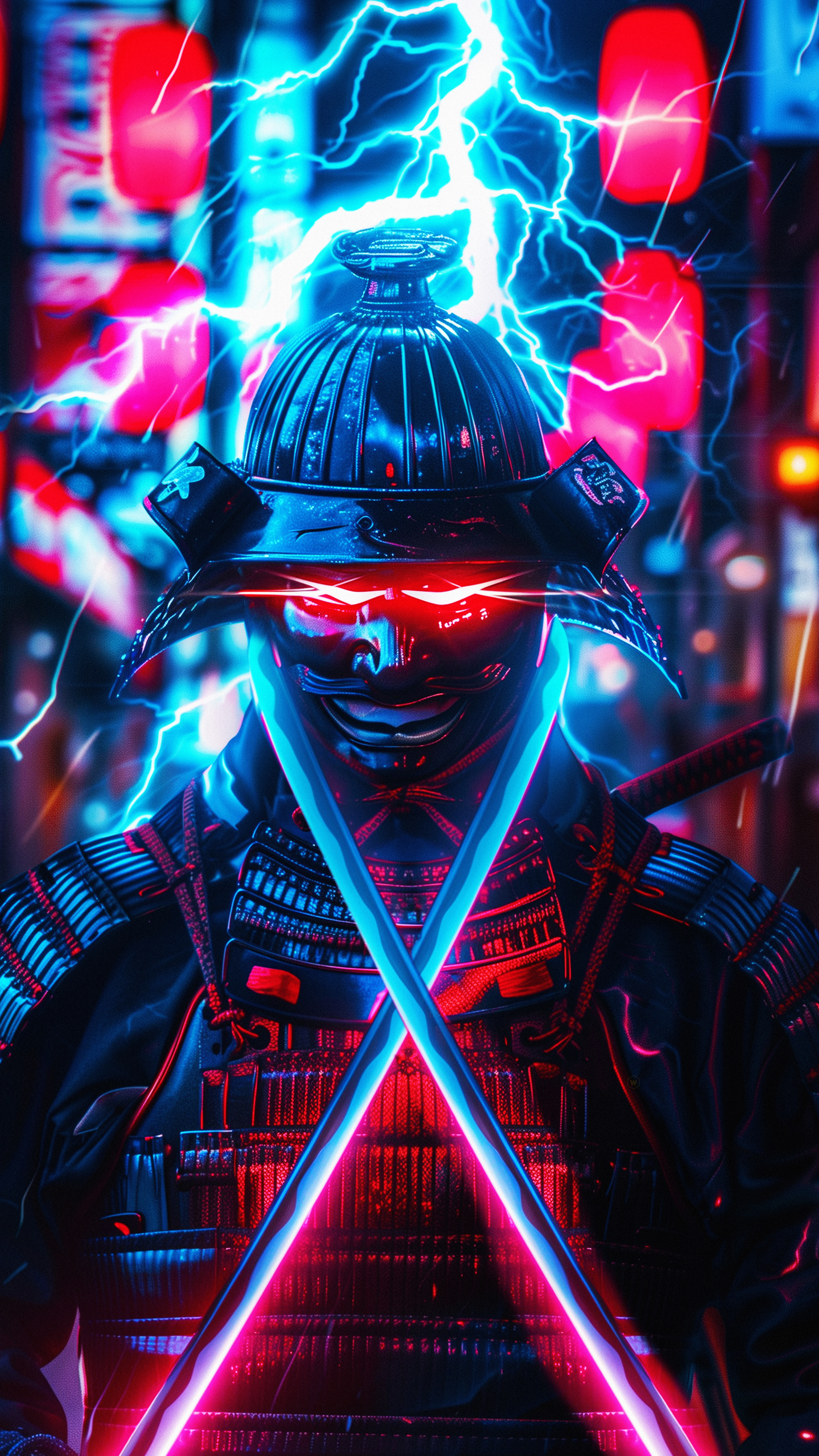 Neon Cyberpunk Samurai Warrior - samurai wallpaper for OpersCraft
