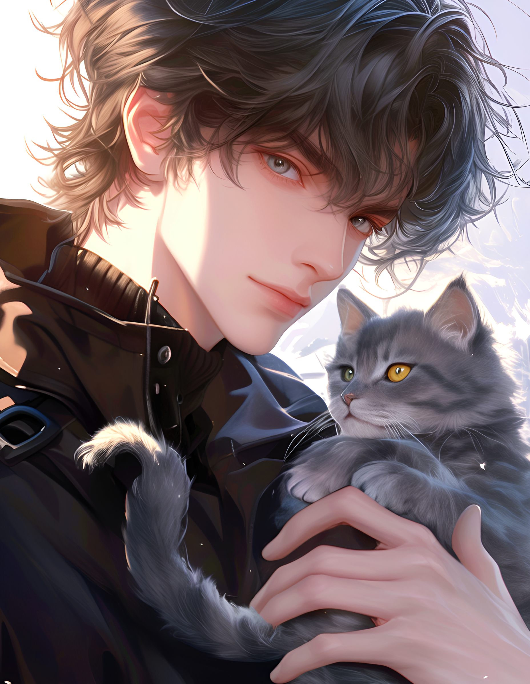 Anime Boy With Cat - anime boy wallpaper for OpersCraft