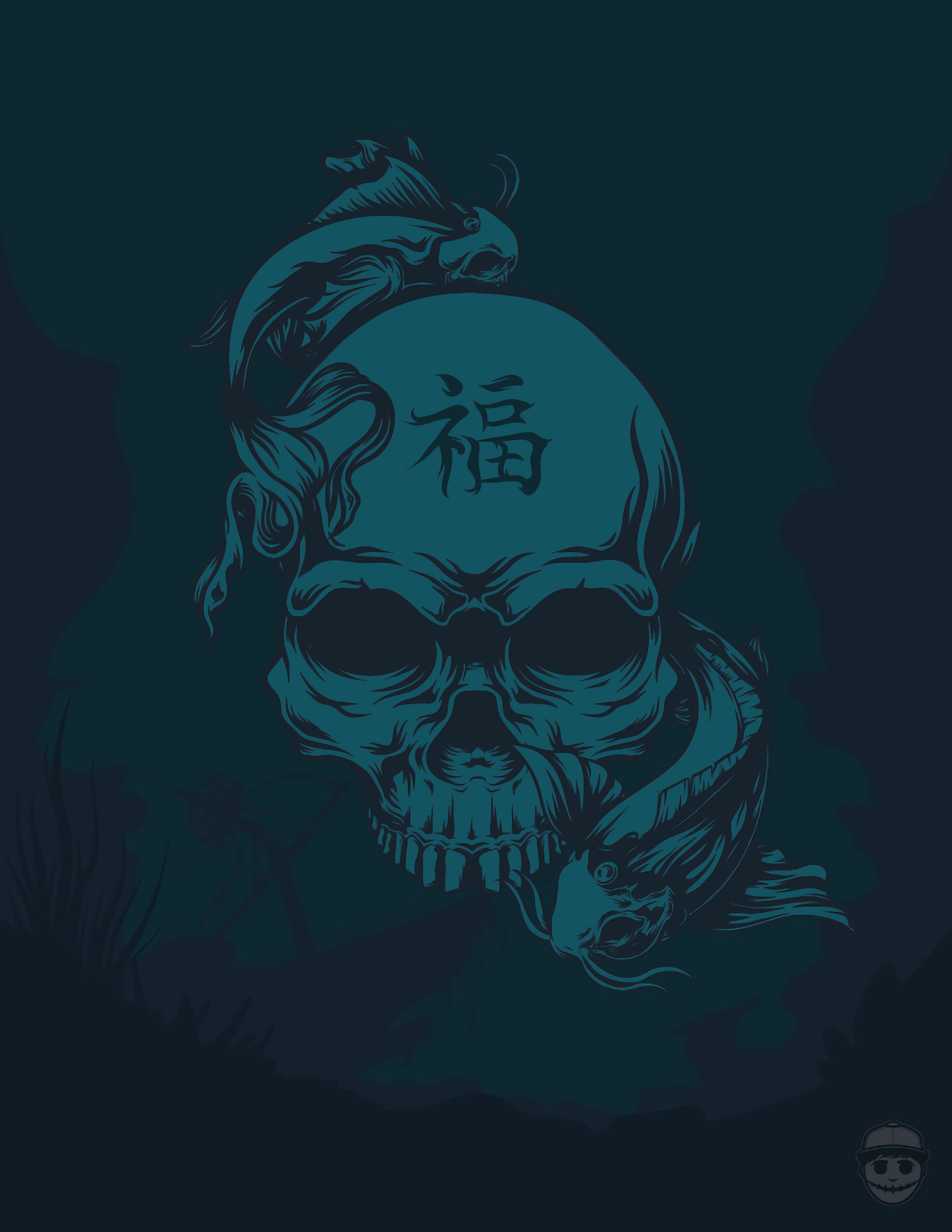 Koi Fish Skull Art - skull wallpaper for OpersCraft