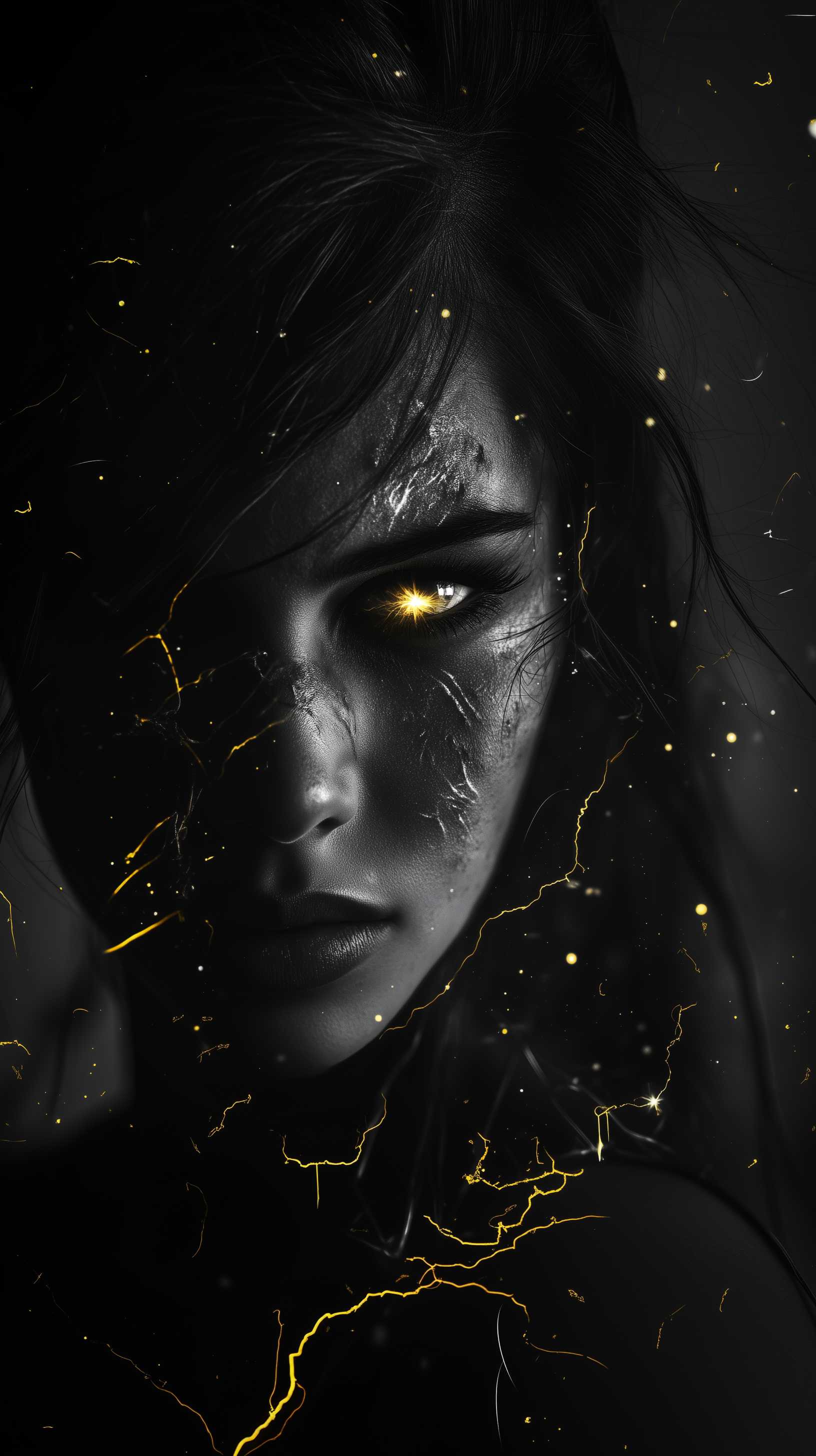 Glowing Golden Eye Portrait - girl wallpaper for OpersCraft