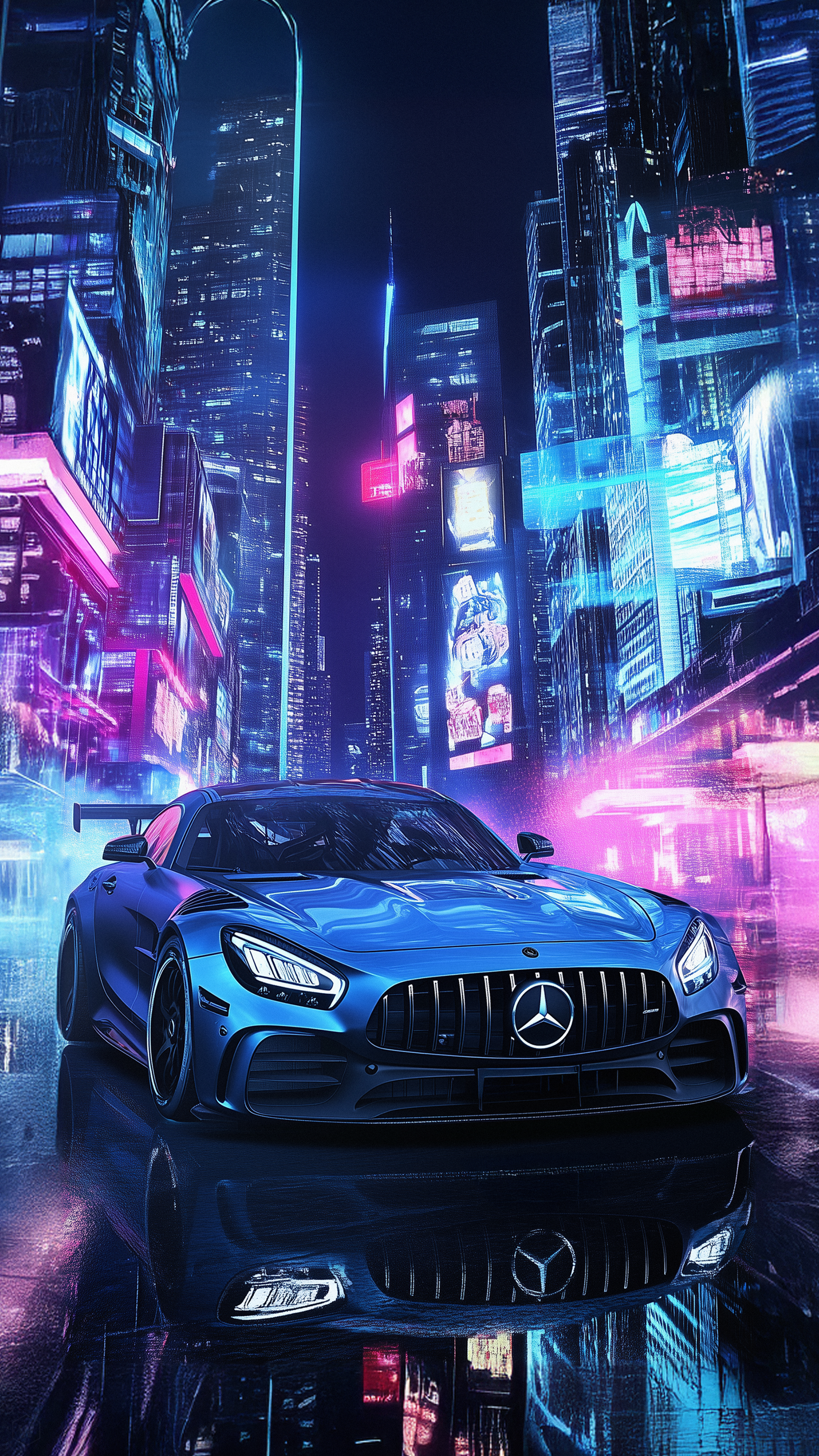 Neon Mercedes Night Drive - mercedes-benz wallpaper for OpersCraft