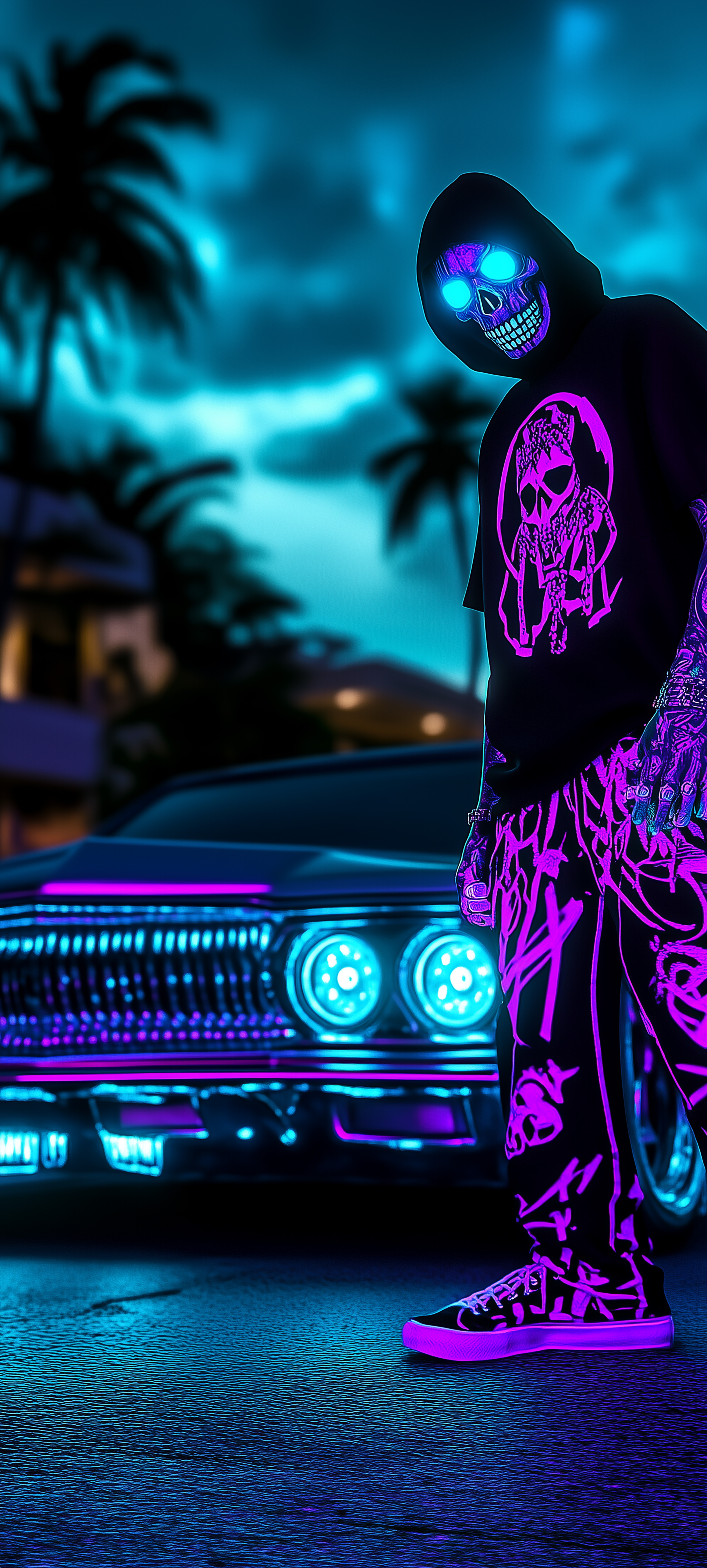 Neon Skull Streetwear Aesthetic - gangster wallpaper for OpersCraft