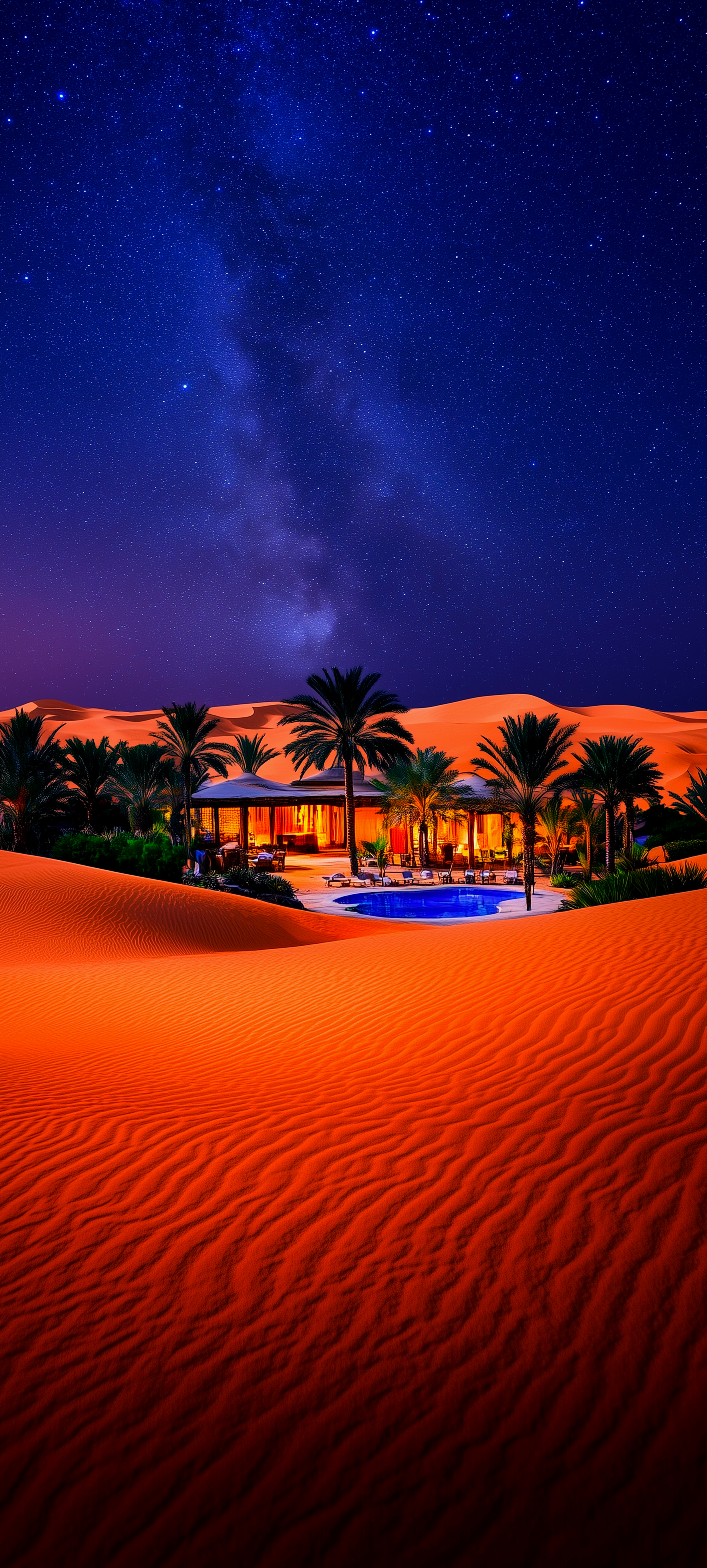 Oasis Under Starry Sky - desert wallpaper for OpersCraft