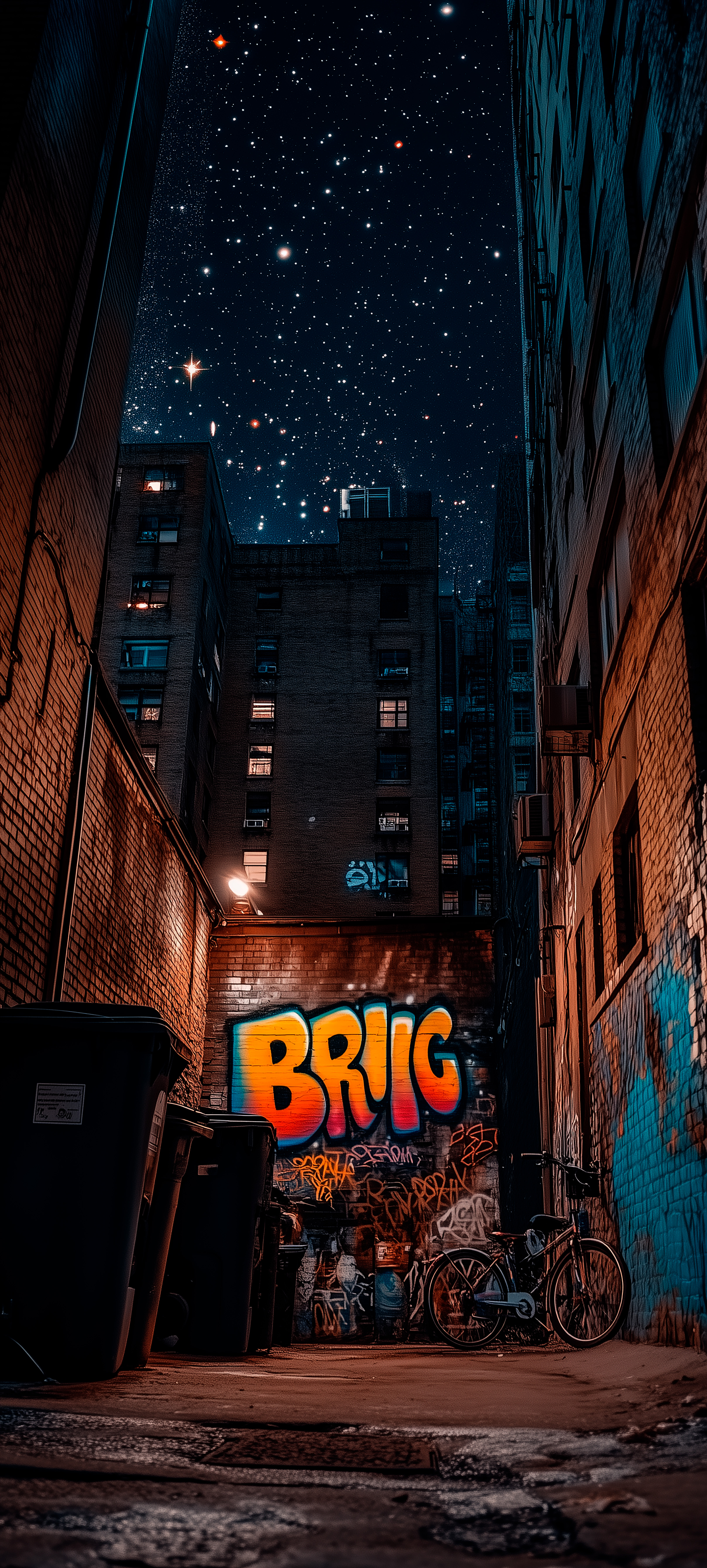 Starry Night Urban Alley - graffiti wallpaper for OpersCraft