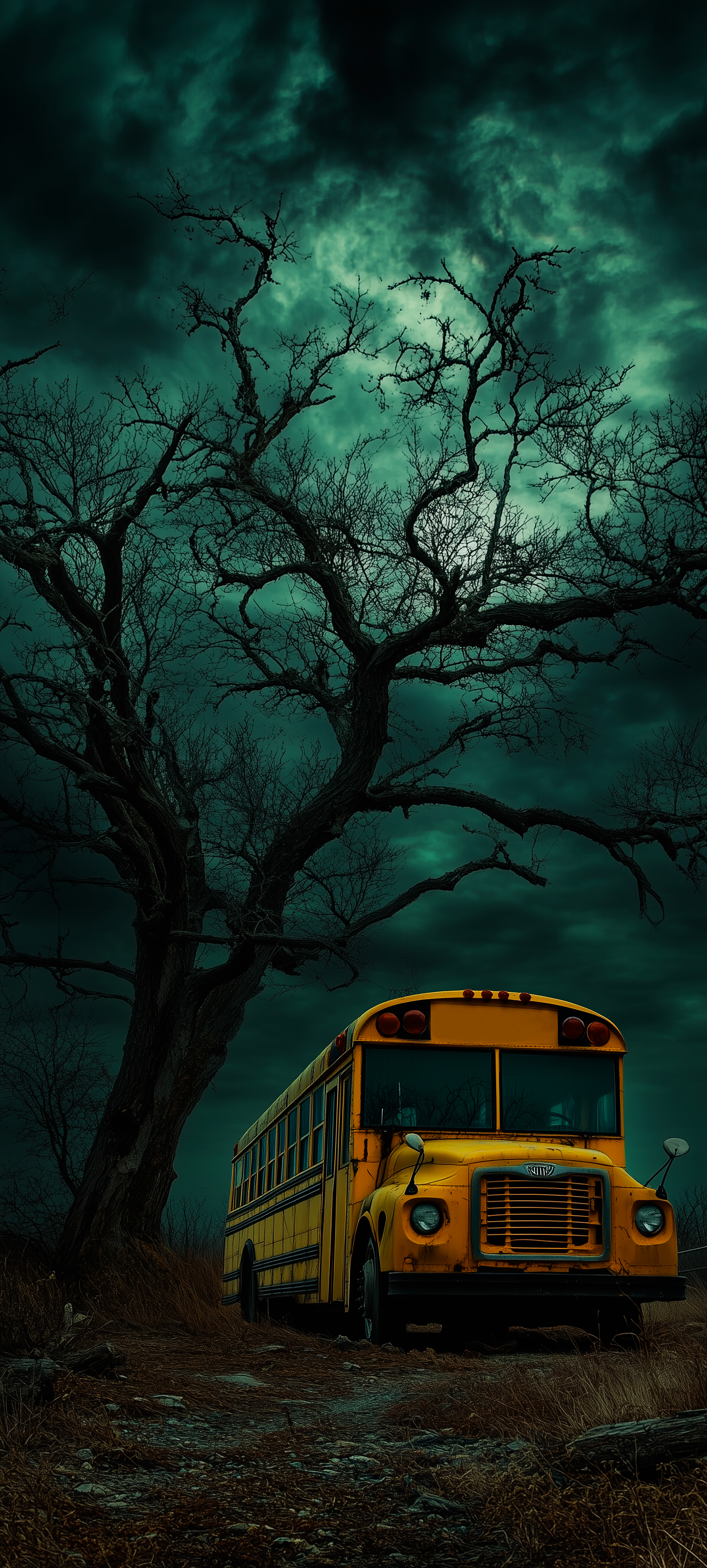 Abandoned School Bus Wallpaper - dark wallpaper for OpersCraft