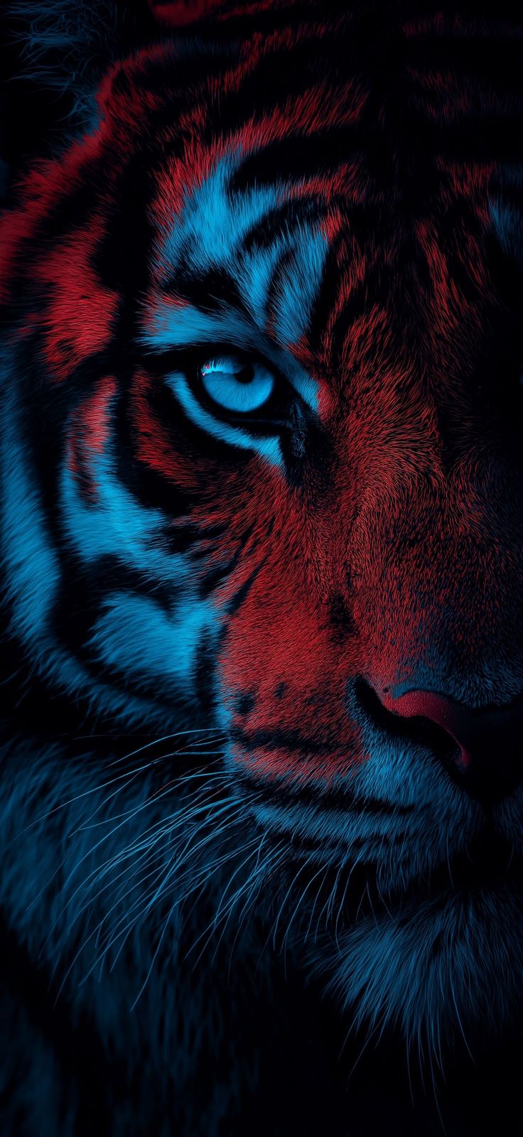 Neon Red Blue Tiger - tiger wallpaper for OpersCraft