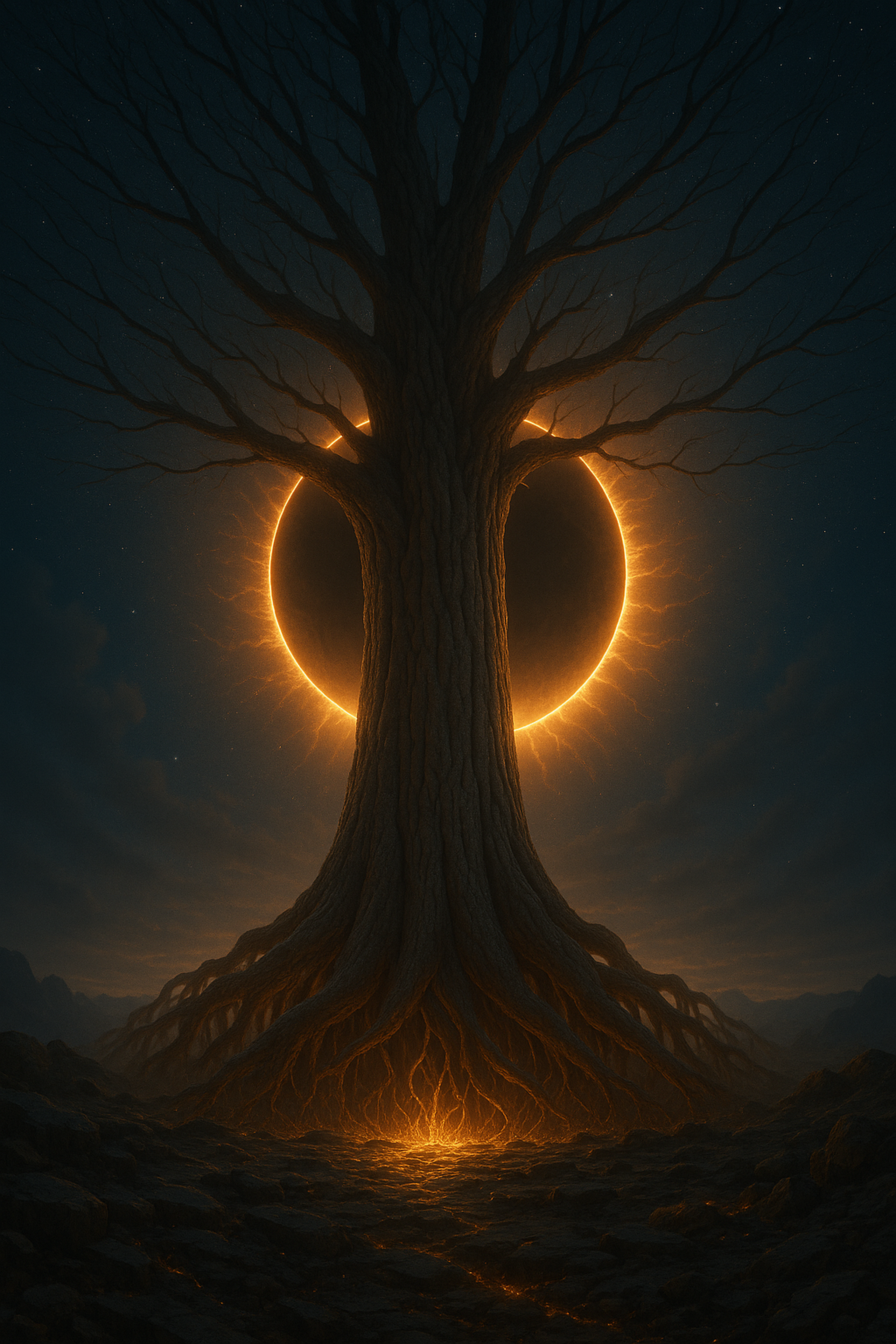 Glowing Solar Eclipse Tree - tree wallpaper for OpersCraft
