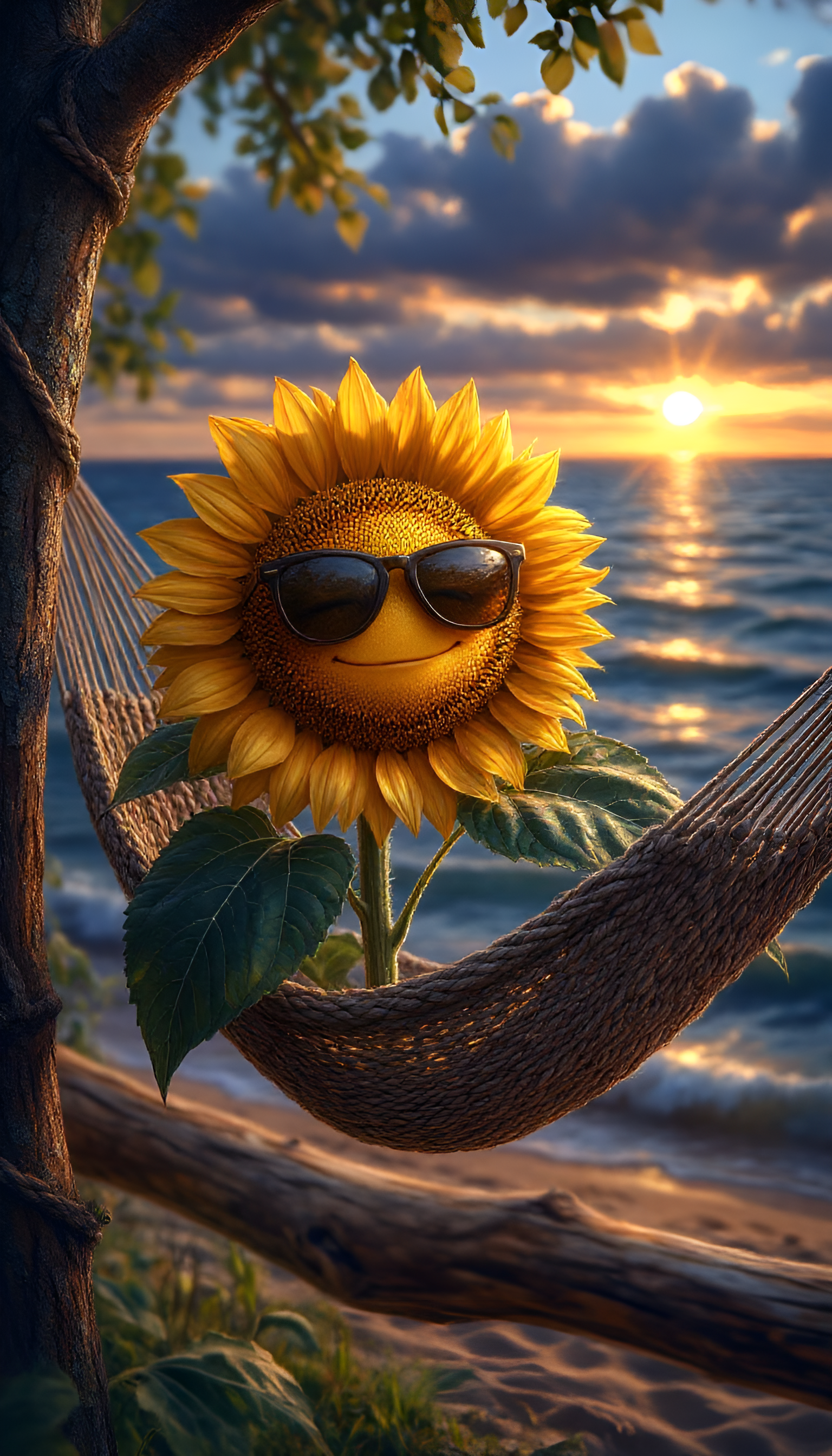 Sunflower Relaxing in Hammock - beach wallpaper for OpersCraft