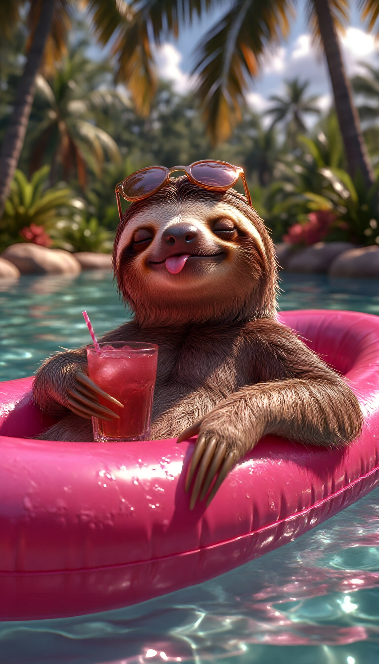 Cool Sloth Summer Vacation - animal wallpaper for OpersCraft