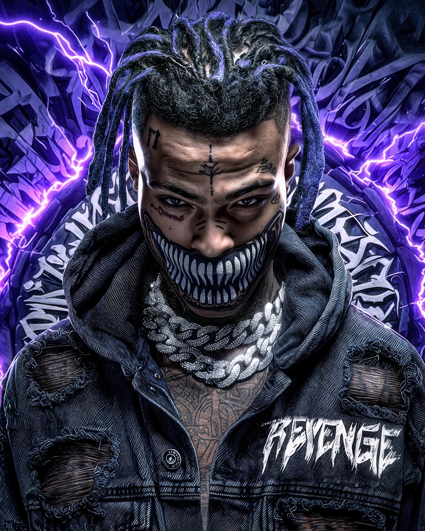 Neon Purple Rapper Portrait - gangster wallpaper for OpersCraft