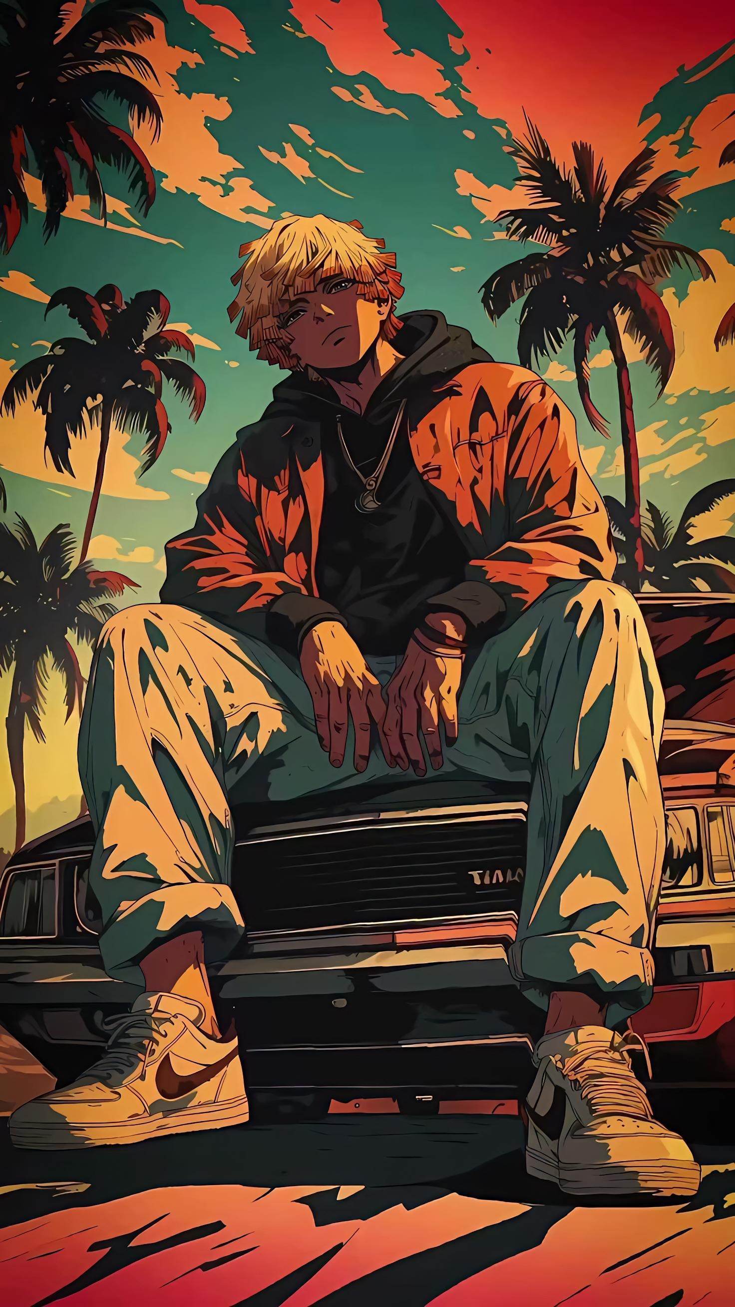 Zenitsu Streetwear Sunset Vibes - anime wallpaper for OpersCraft